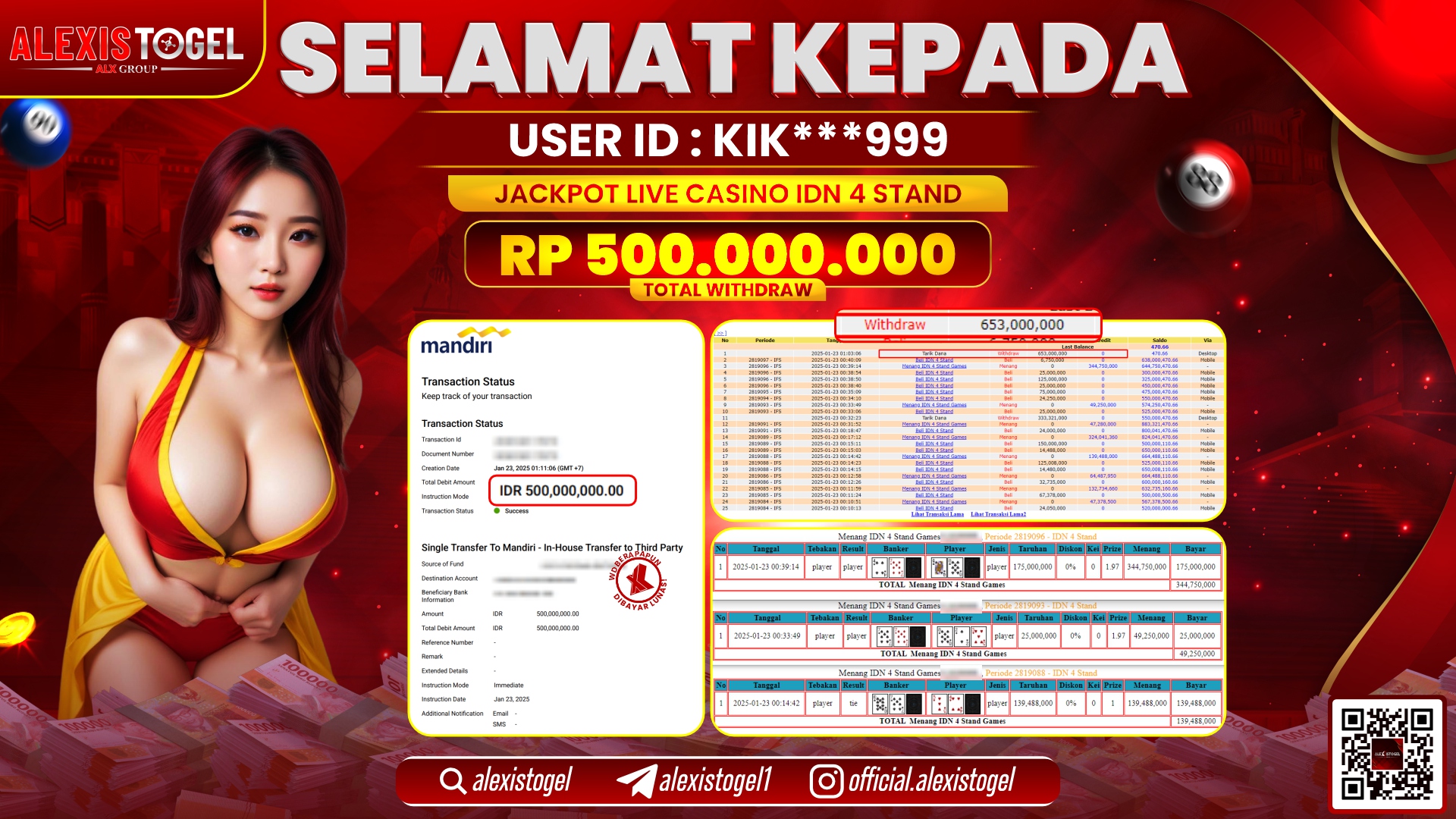 ALEXISTOGEL di LIVE CASINO IDN 4 STAND RP.500.000.000 LUNAS