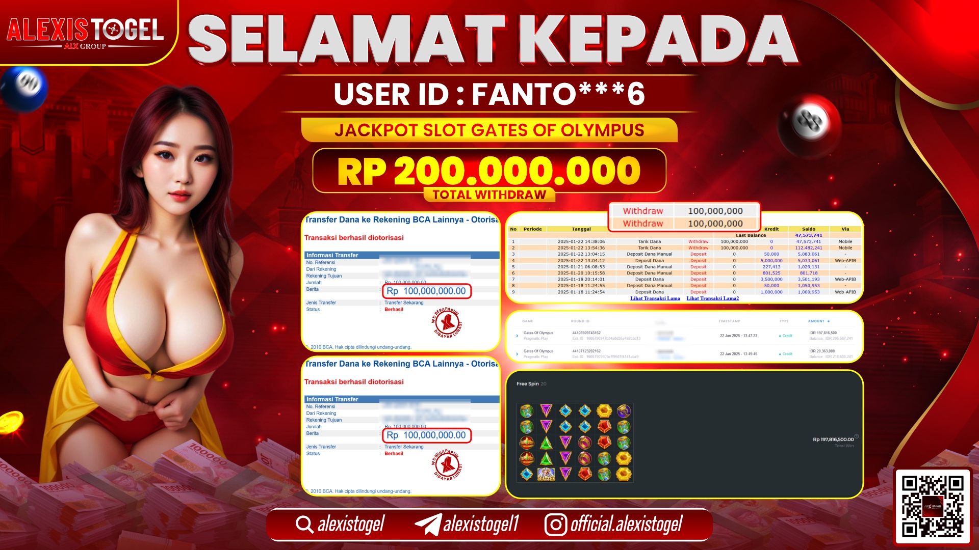 ALEXISTOGEL di SLOT GATES OF OLYMPUS RP.200.000.000 LUNAS