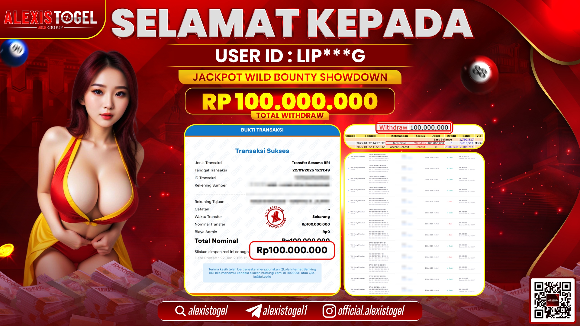 ALEXISTOGEL di SLOT BOUNTY RP.100.000.000 LUNAS