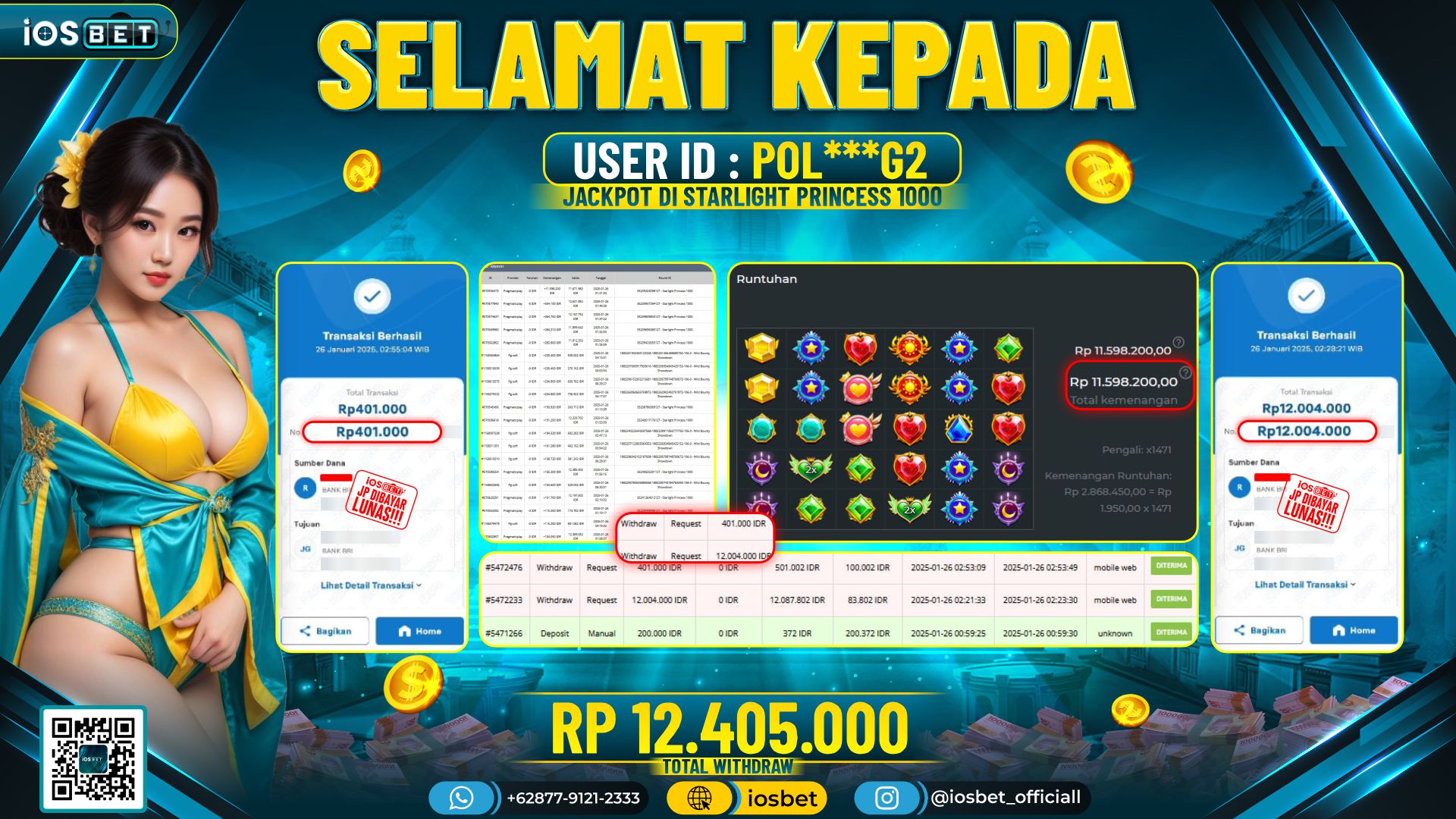 Bukti Pembayaran LUNAS SLOT GAME GACOR Rp.12.405.000