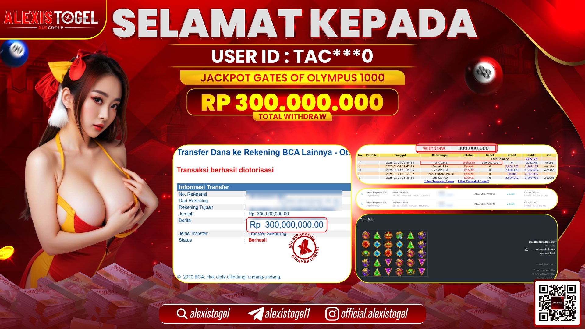 ALEXISTOGEL di SLOT GATES OF OLYMPUS RP.300.000.000 LUNAS