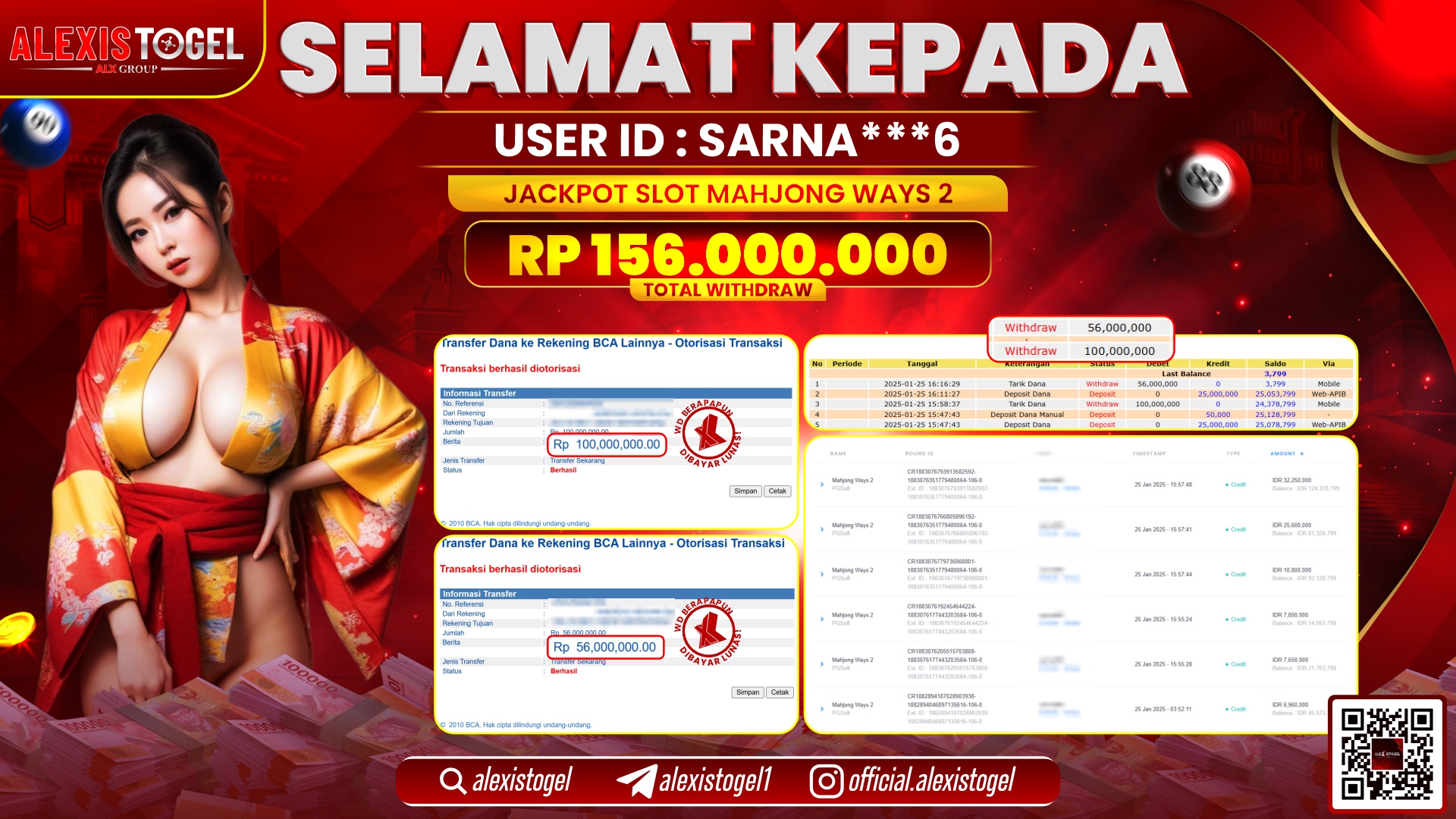 ALEXISTOGEL di SLOT MAHJONG WAYS RP.156.000.000 LUNAS