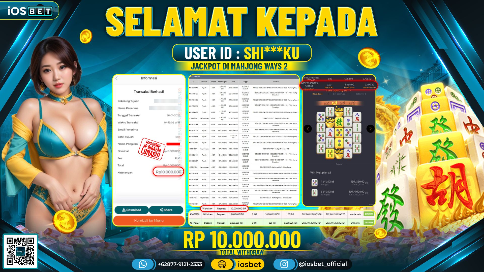 Bukti Pembayaran LUNAS SLOT GAME GACOR Rp.10.000.000