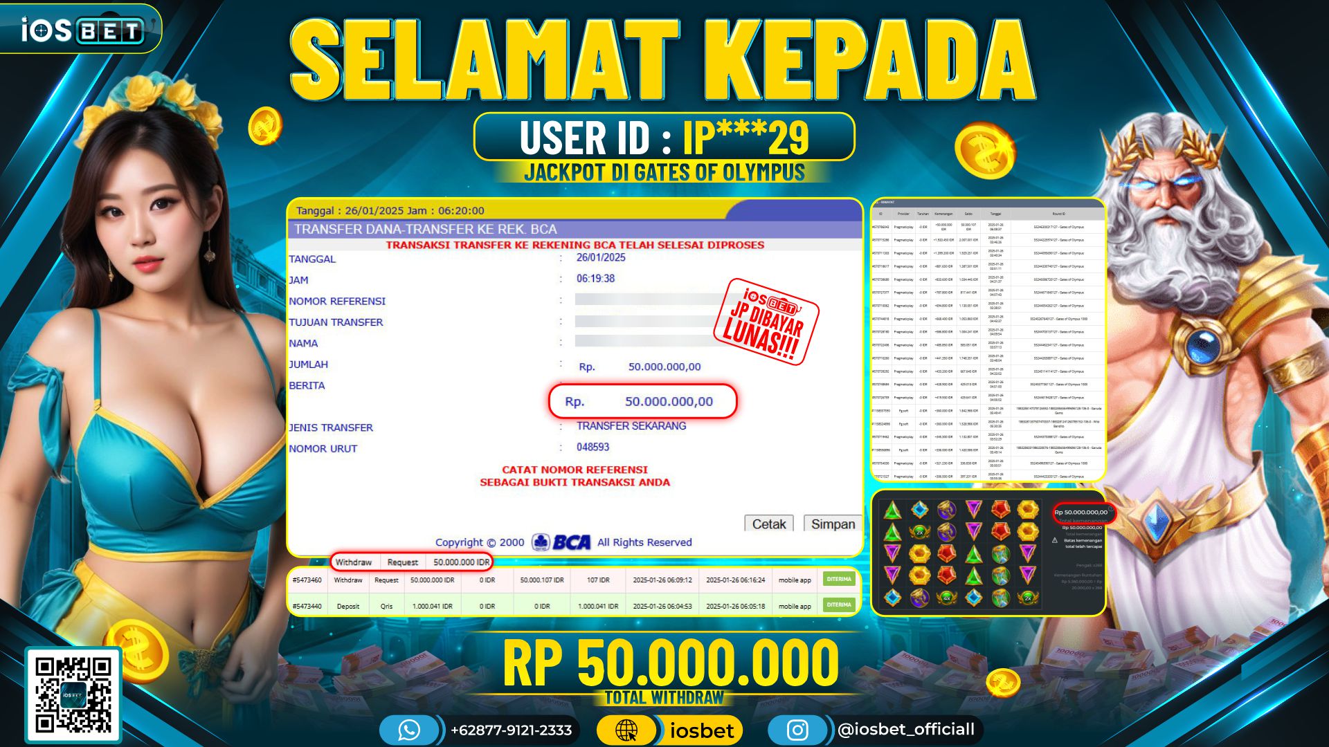 Bukti Pembayaran LUNAS SLOT GAME GACOR Rp.50.000.000