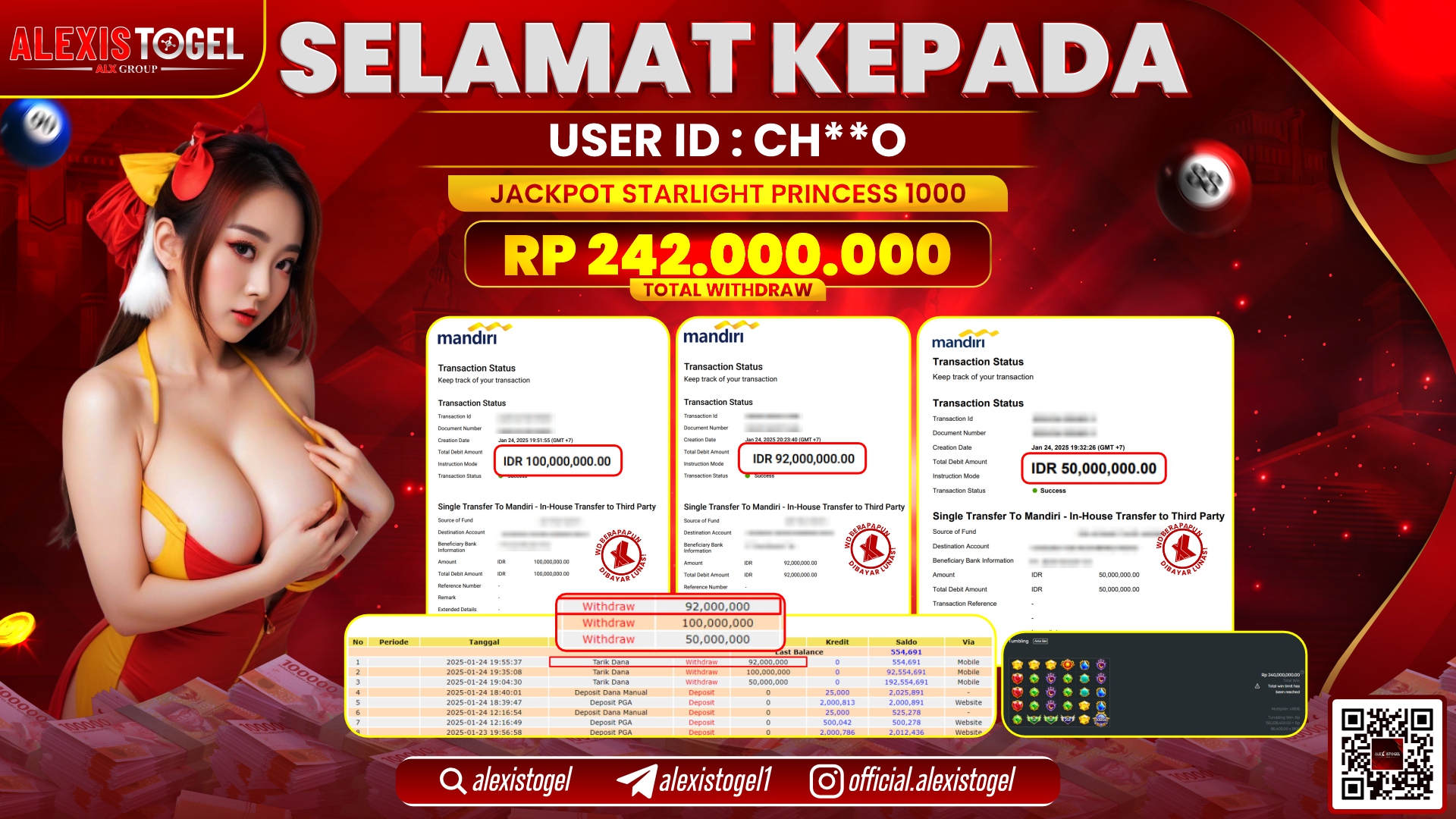 ALEXISTOGEL di SLOT STARLIGHT PRINCESS RP.242.000.000 LUNAS