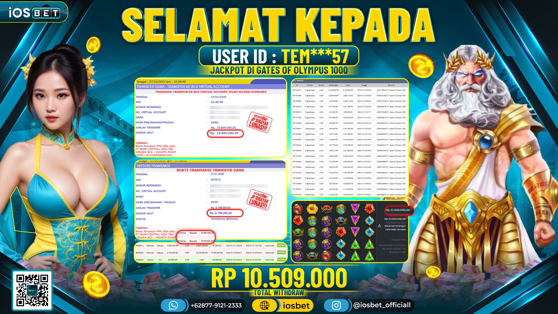 Bukti Pembayaran LUNAS SLOT GAME GACOR Rp.10.509.000
