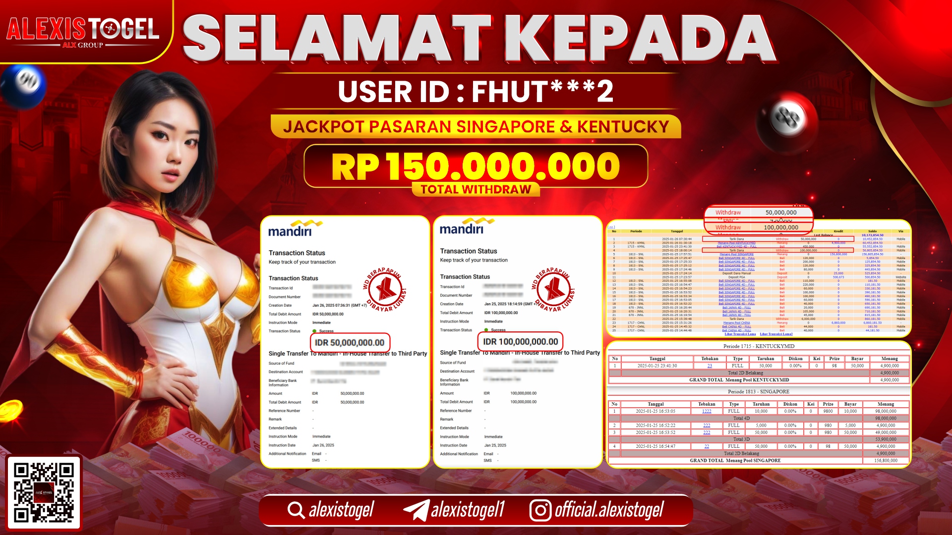 ALEXISTOGEL di TOGEL SINGAPORE & KENTUCKY RP.150.000.000 LUNAS