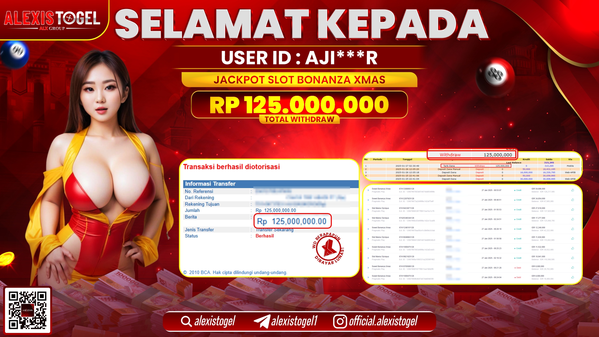 ALEXISTOGEL di SLOT BONANZA XMAS RP.125.000.000 LUNAS