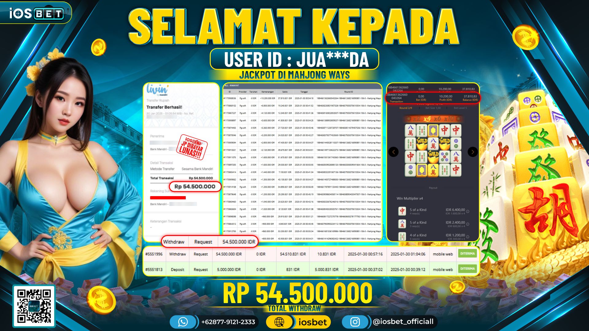 Bukti Pembayaran LUNAS SLOT GAME GACOR Rp.54.500.000