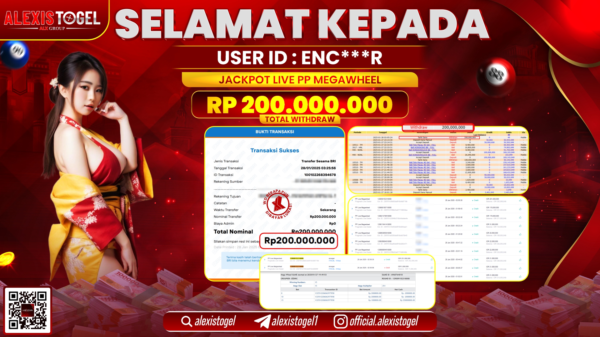 ALEXISTOGEL di LIVE PP MEGAWHEEL RP.200.000.000 LUNAS