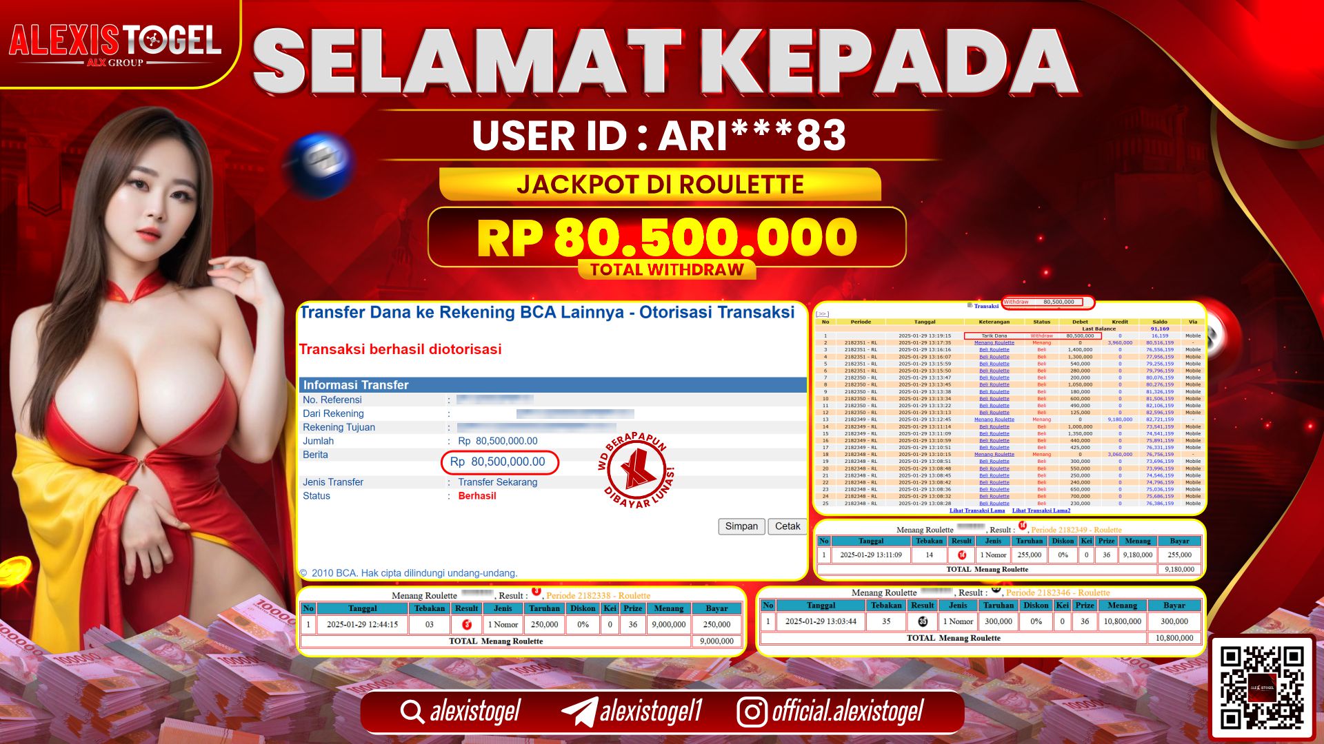 ALEXISTOGEL di CASINO ROULETTE RP.80.500.000 LUNAS