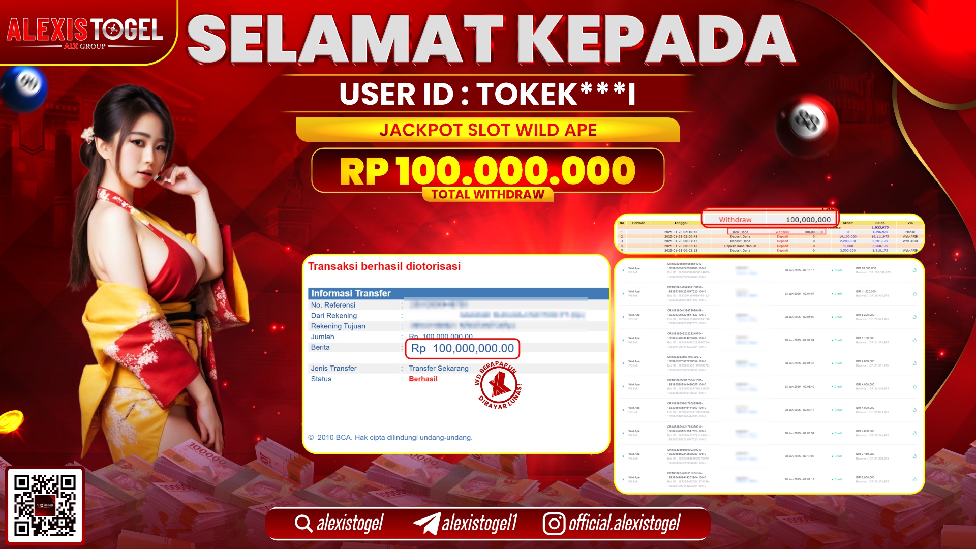 ALEXISTOGEL di SLOT WILD APE RP.100.000.000 LUNAS