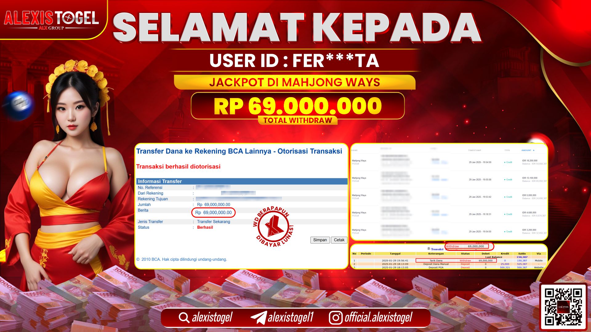 ALEXISTOGEL di SLOT MAHJONG WAYS RP.69.000.000 LUNAS