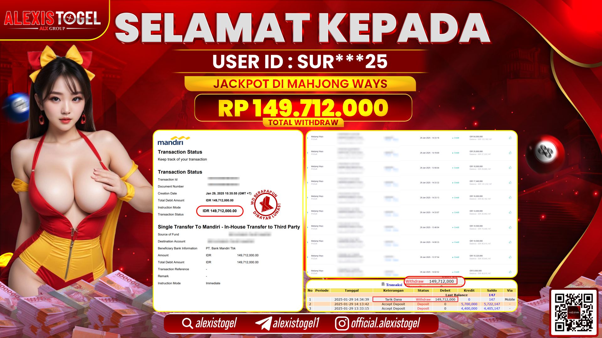 ALEXISTOGEL di SLOT MAHJONG WAYS RP.149.712.000 LUNAS