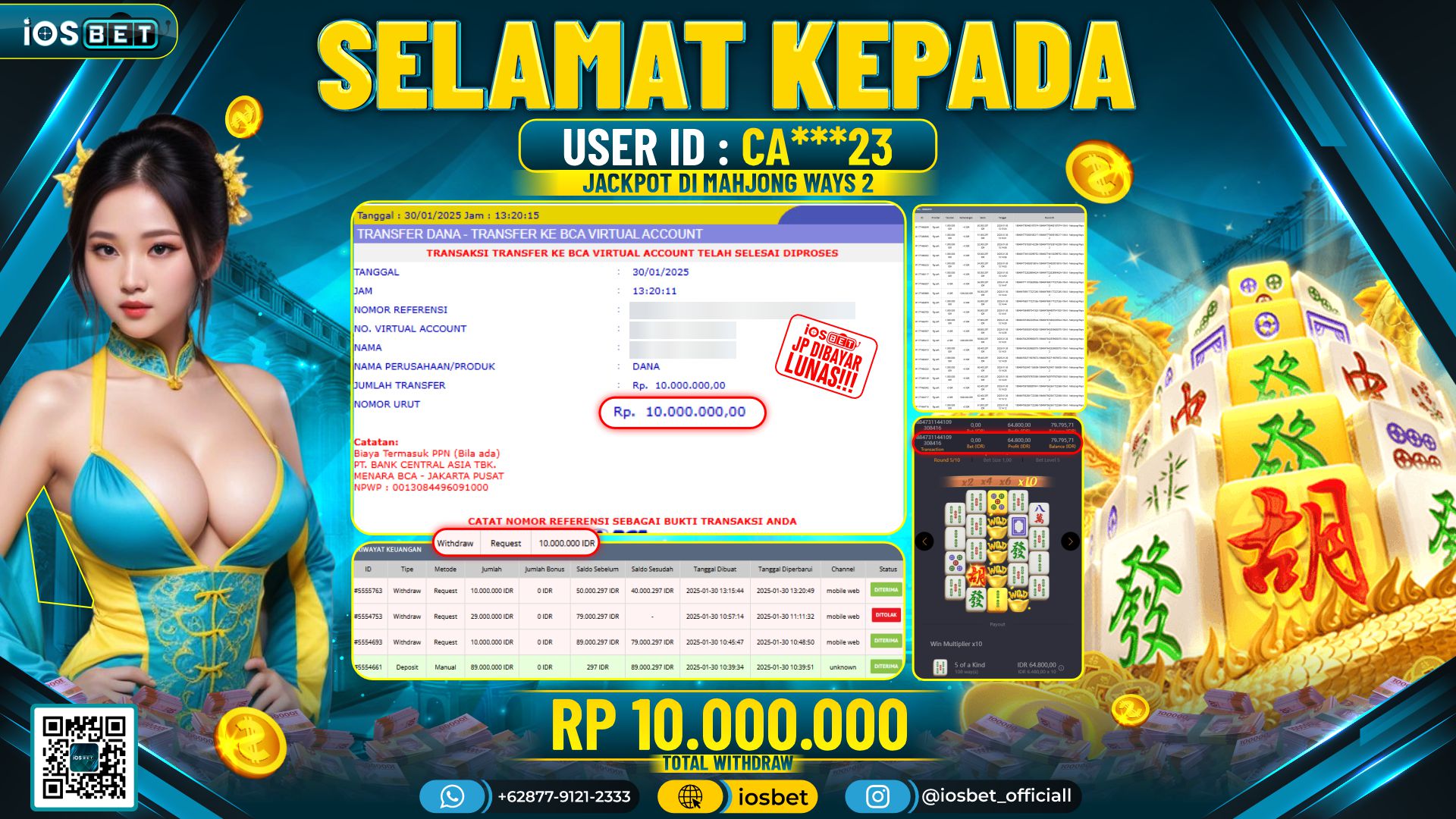 Bukti Pembayaran LUNAS SLOT GAME GACOR Rp.10.000.000