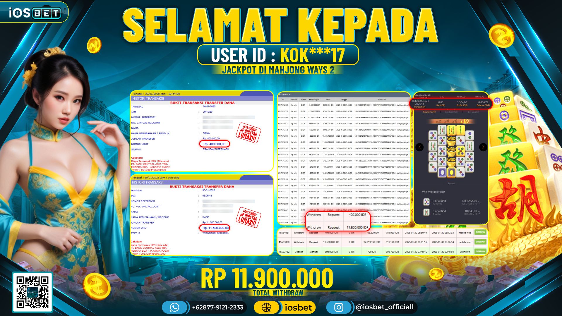 Bukti Pembayaran LUNAS SLOT GAME GACOR Rp.11.900.000
