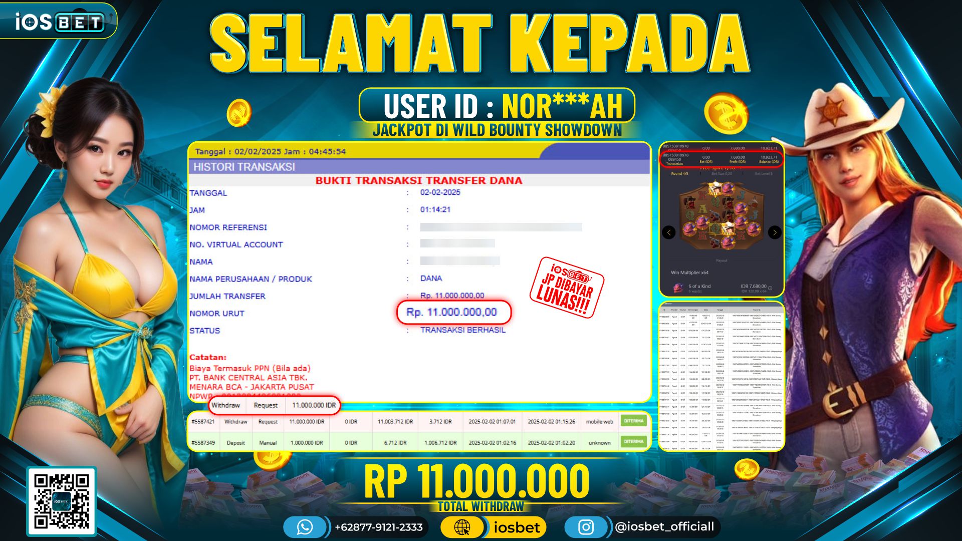 Bukti Pembayaran LUNAS SLOT GAME GACOR  Rp.11.000.000