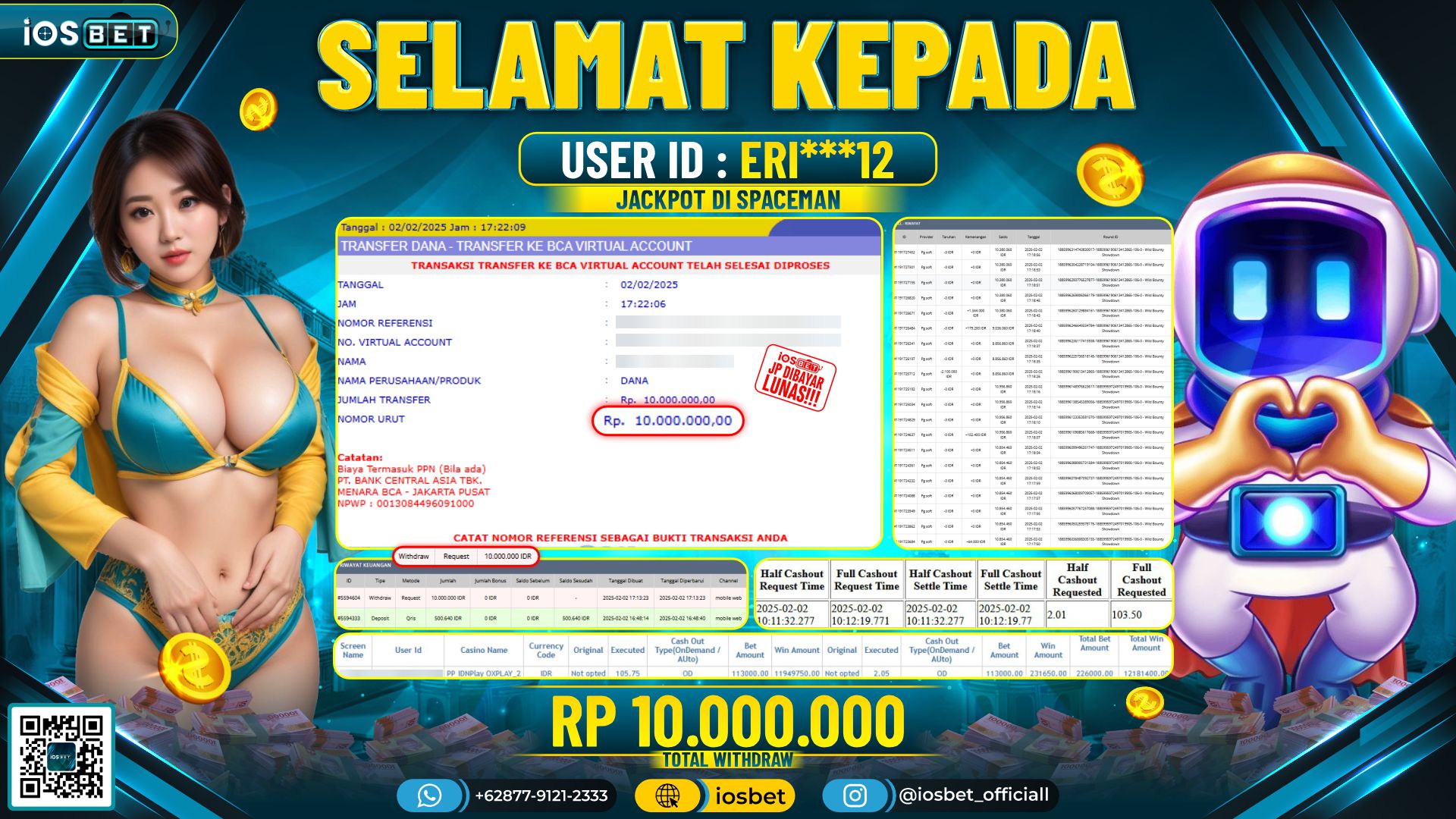 Bukti Pembayaran LUNAS SLOT GAME GACOR  Rp.10.000.000