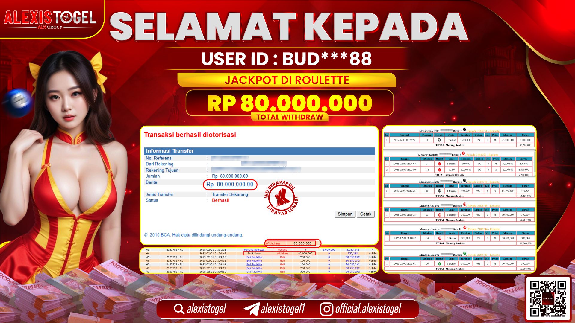 ALEXISTOGEL di CASINO ROULETTE RP.80.000.000 LUNAS