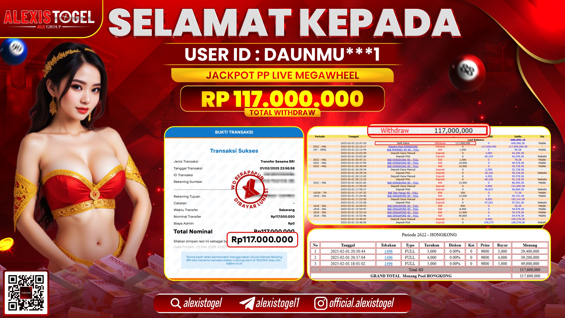 ALEXISTOGEL di PP LIVE MEGAWHEEL RP.117.000.000 LUNAS