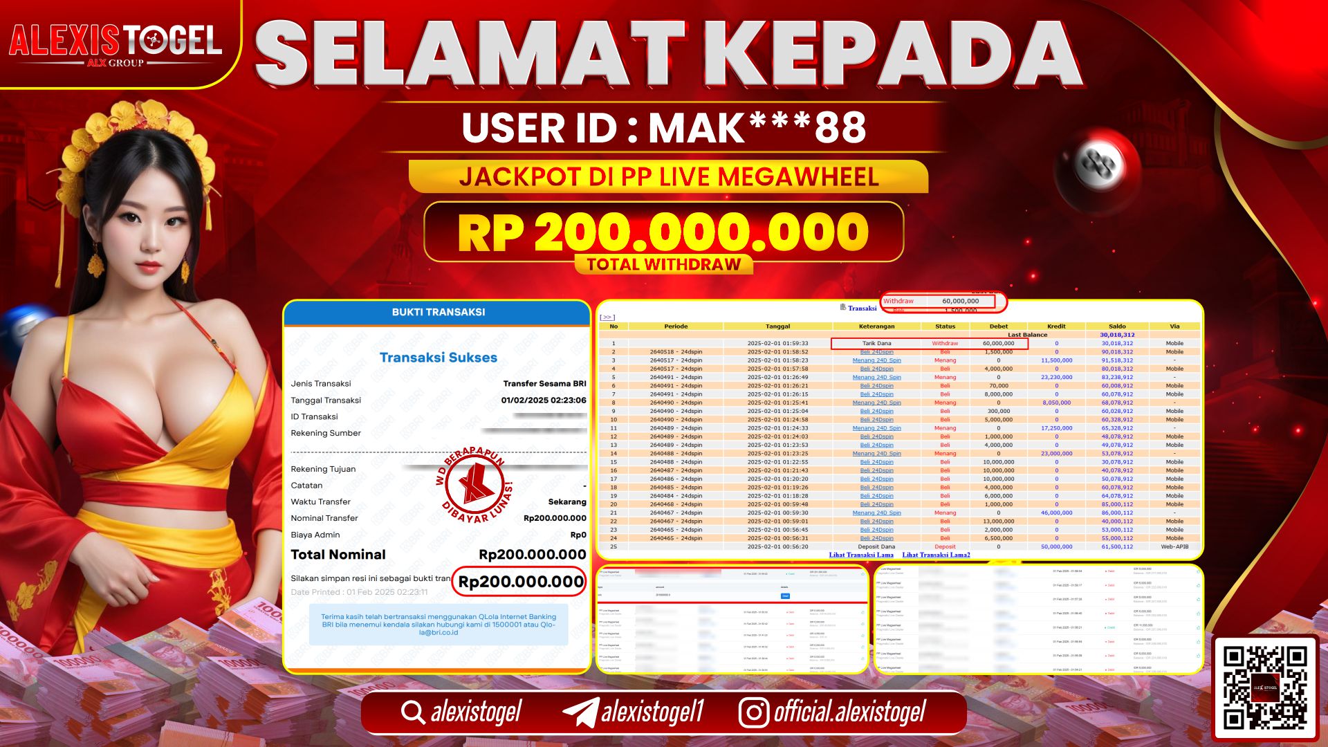 ALEXISTOGEL di PP LIVE MEGAWHEEL RP.200.000.000 LUNAS