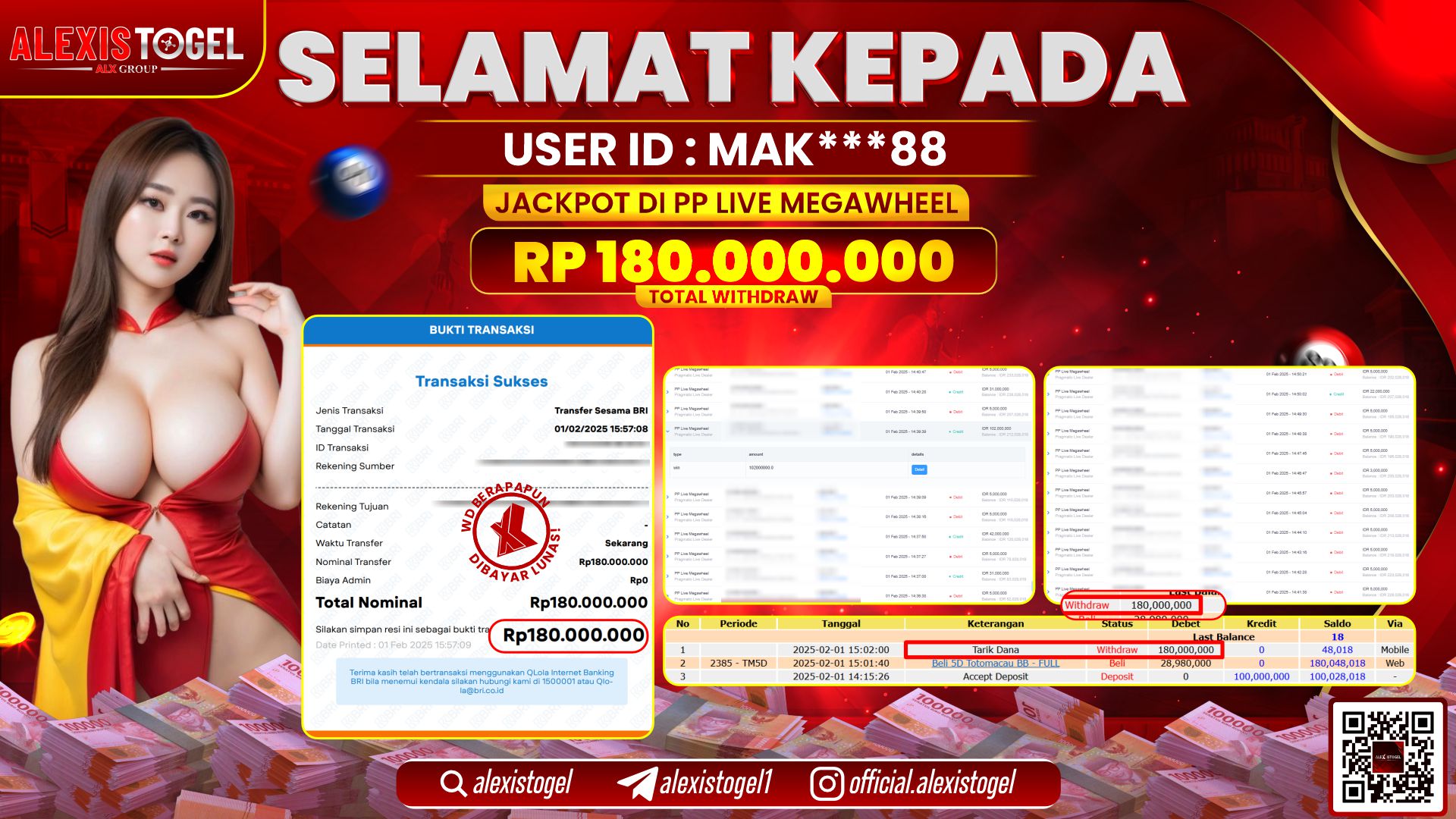 ALEXISTOGEL di PP LIVE MEGAWHEEL RP.180.000.000 LUNAS