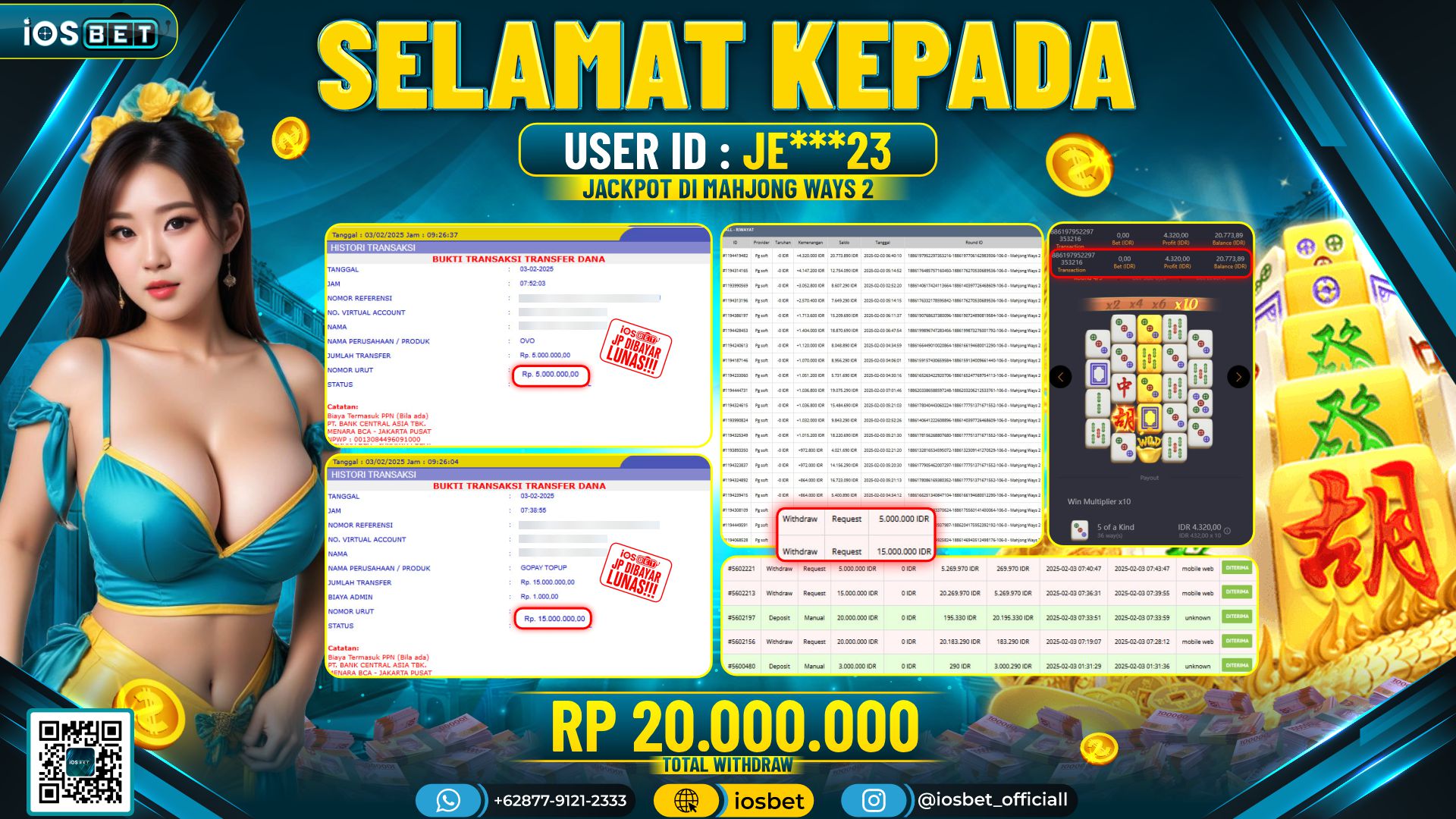 Bukti Pembayaran LUNAS SLOT GAME GACOR  Rp.20.000.000