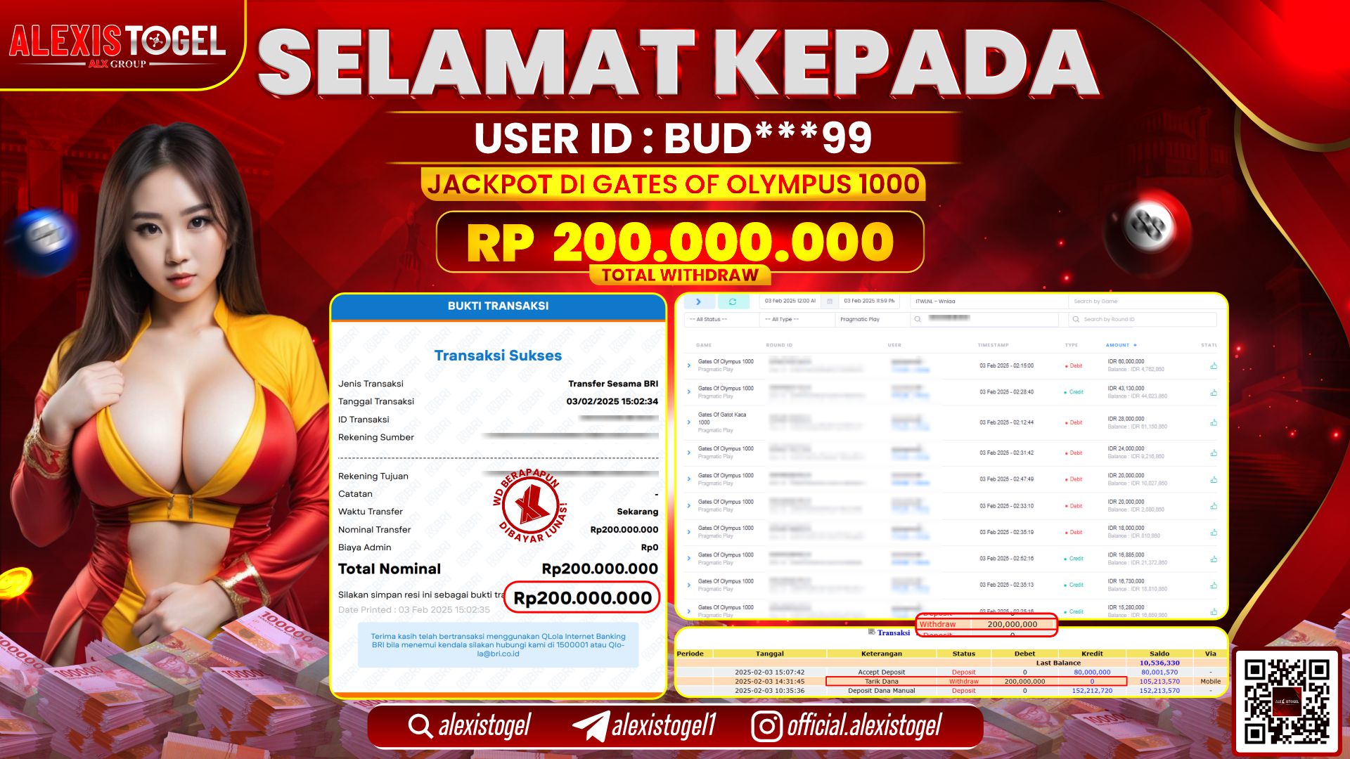 ALEXISTOGEL di SLOT GATES OF OLYMPUS RP.200.000.000 LUNAS