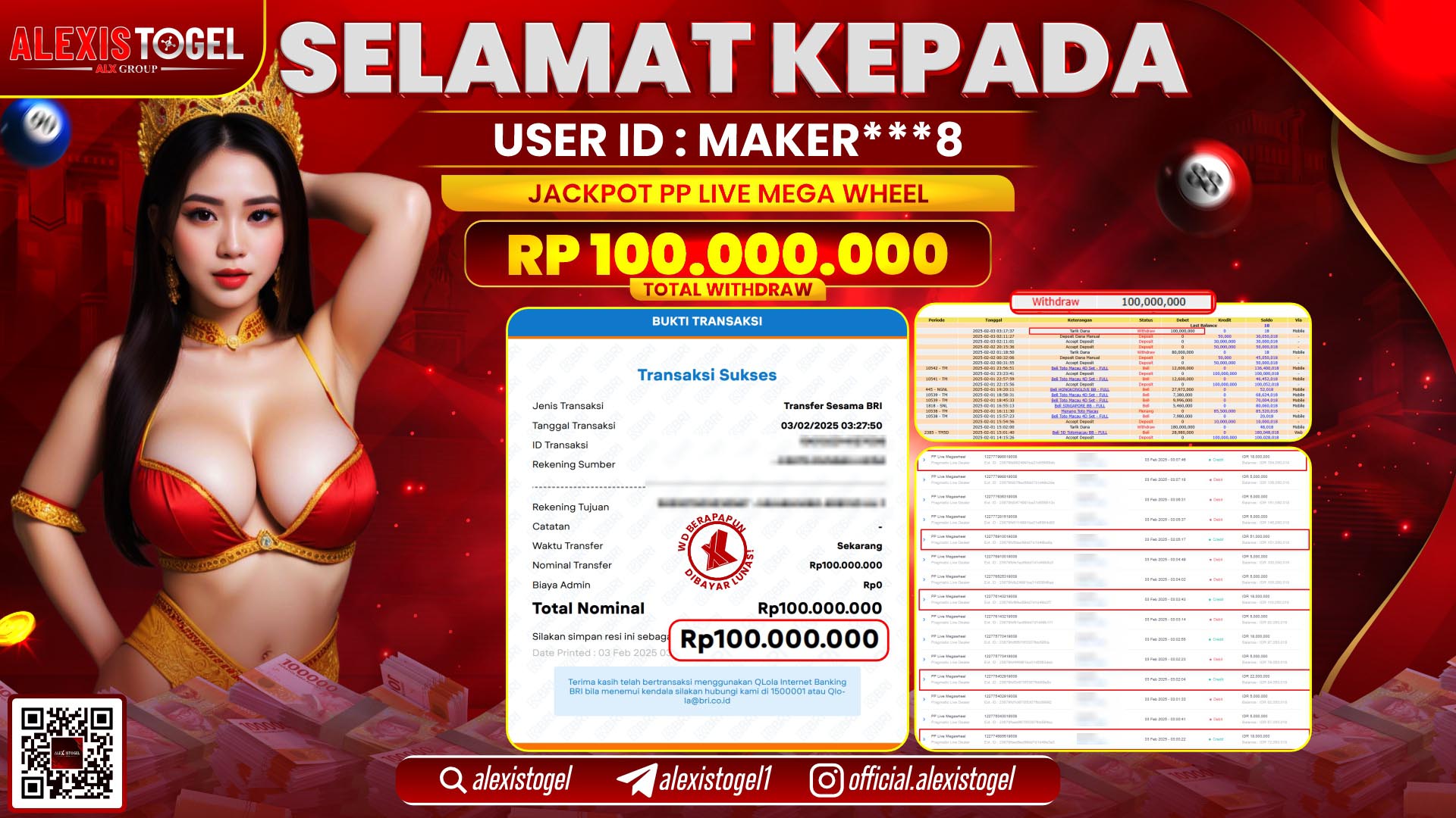 ALEXISTOGEL di PP LIVE MEGAWHEEL RP.100.000.000 LUNAS
