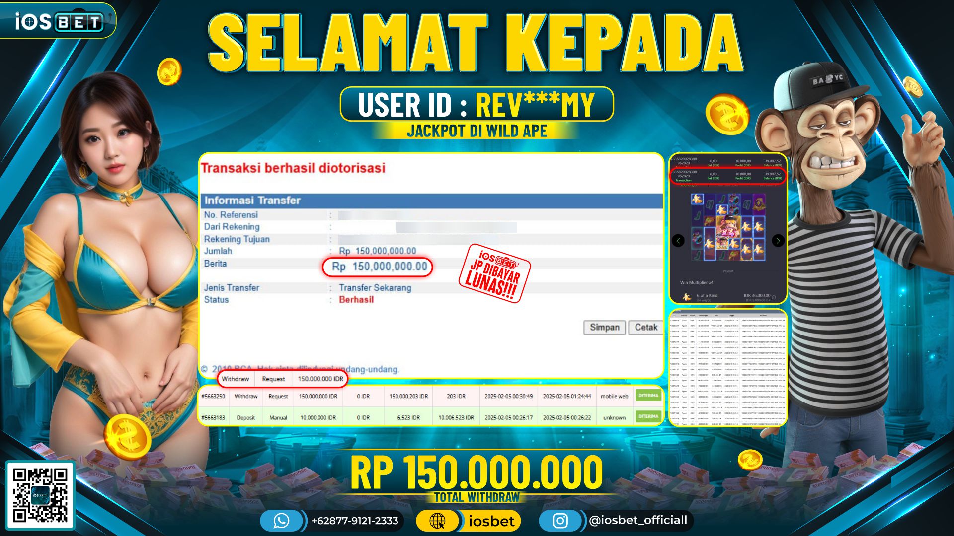Bukti Pembayaran LUNAS SLOT GAME GACOR  Rp.150.000.000