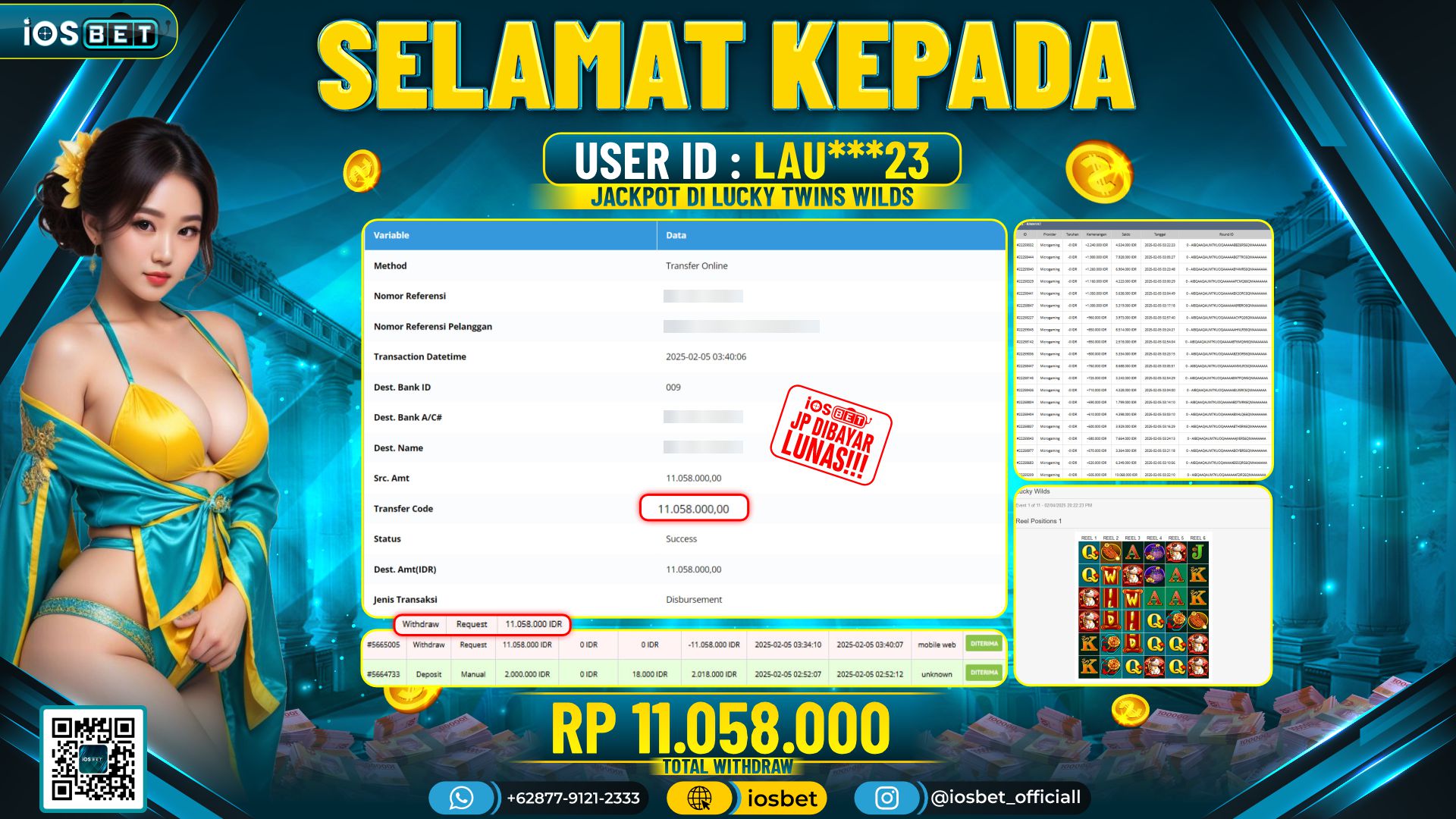 Bukti Pembayaran LUNAS SLOT GAME GACOR  Rp.11.058.000
