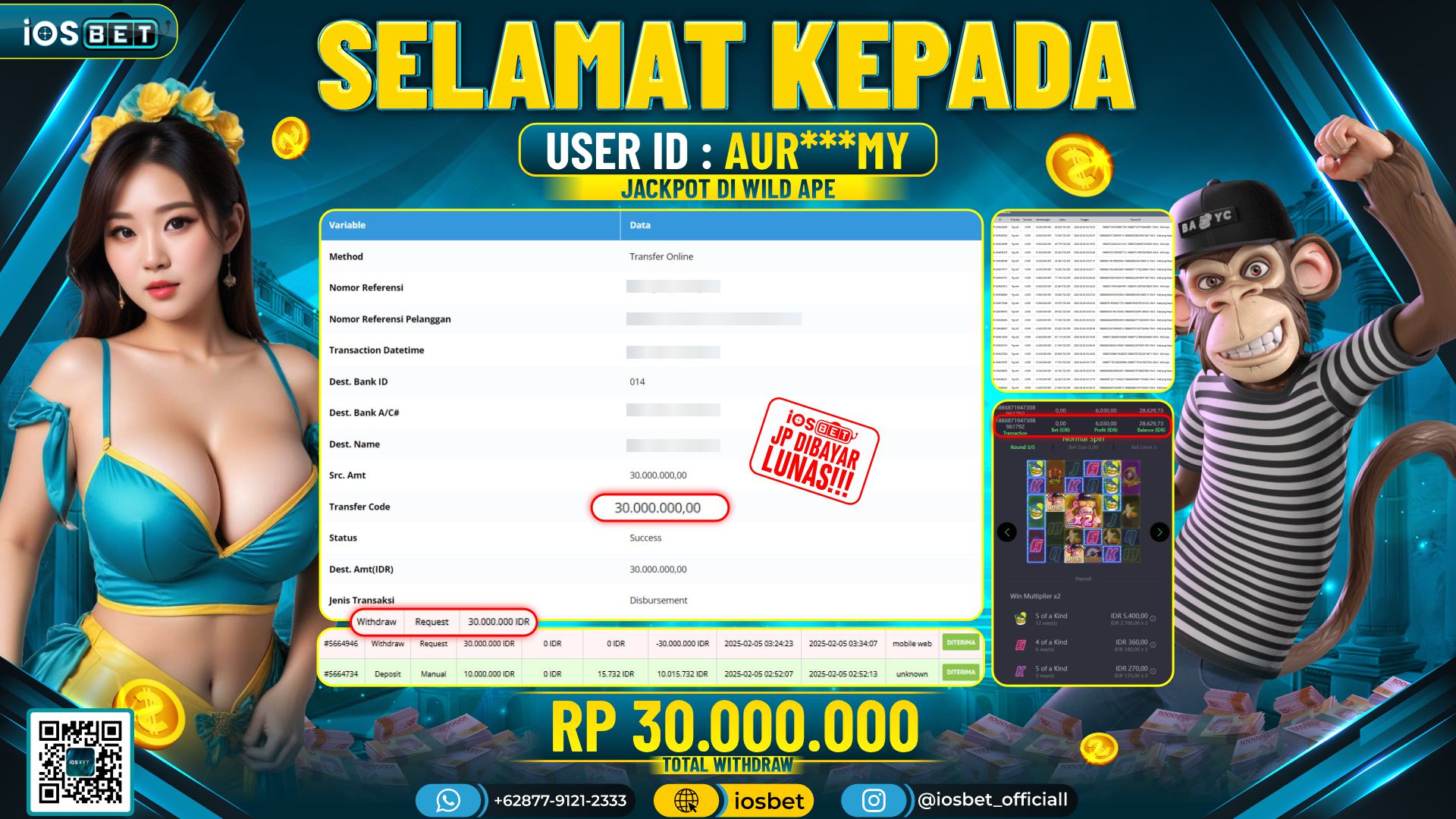 Bukti Pembayaran LUNAS SLOT GAME GACOR  Rp.30.000.000