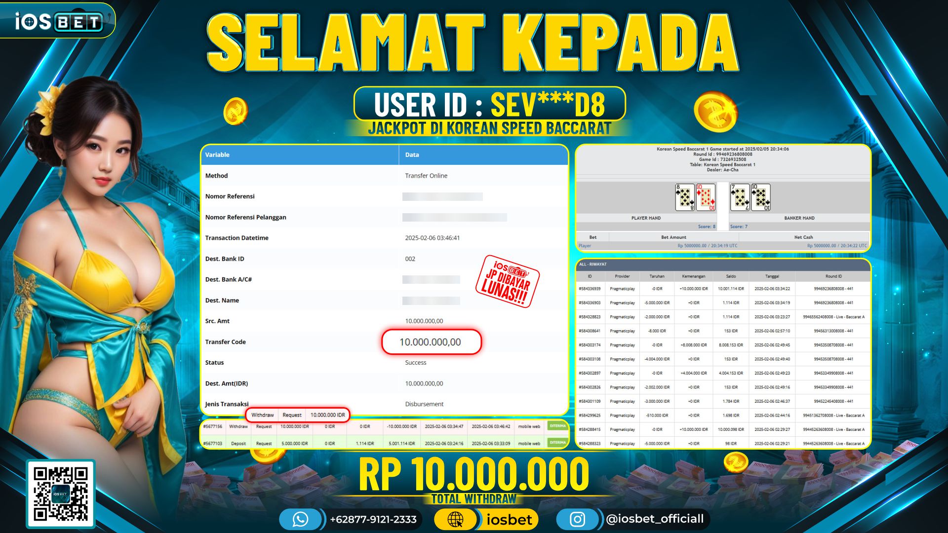 Bukti Pembayaran LUNAS LIVE CASINO  Rp.10.000.000