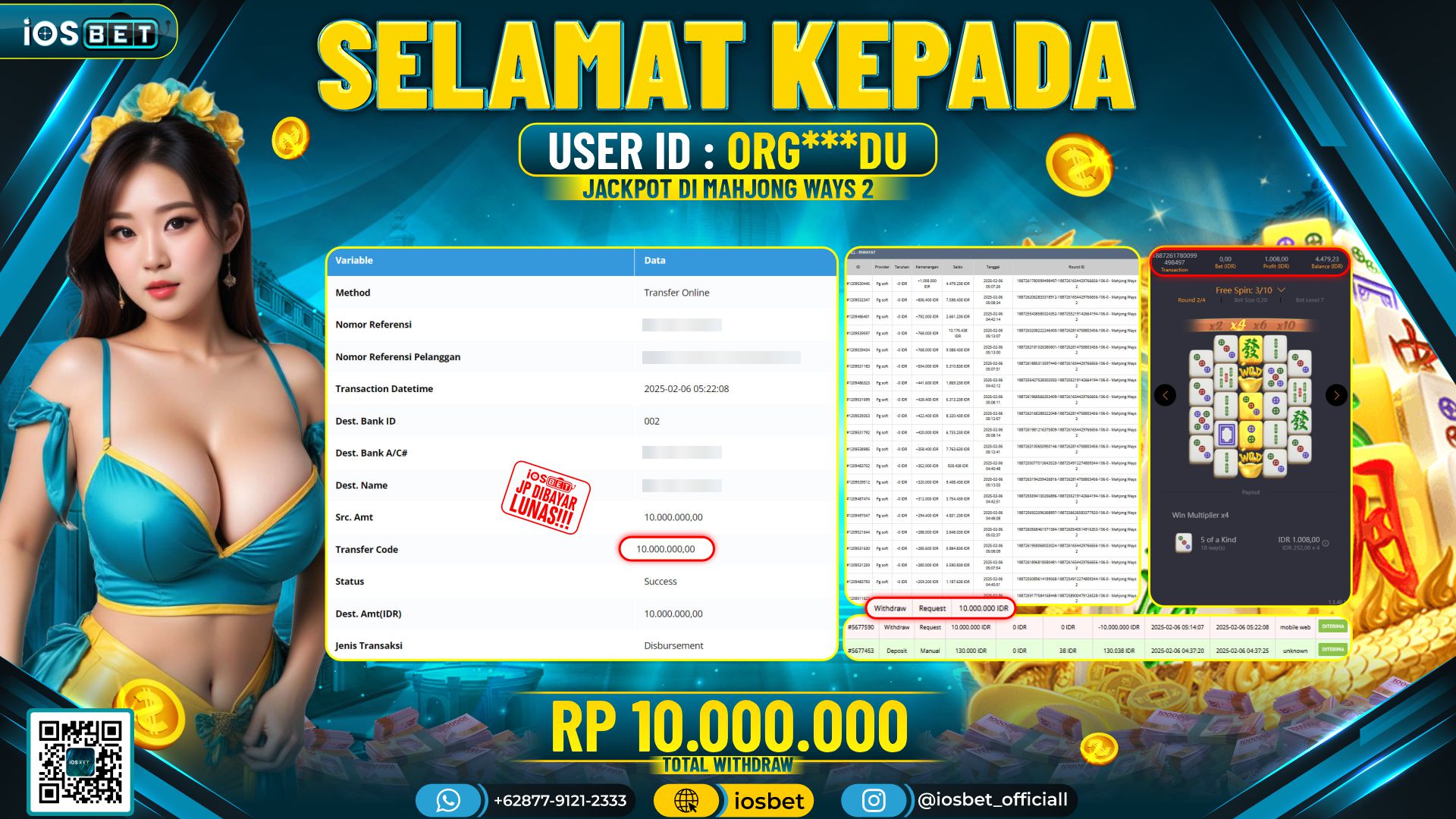 Bukti Pembayaran LUNAS SLOT GAME GACOR  Rp.10.000.000