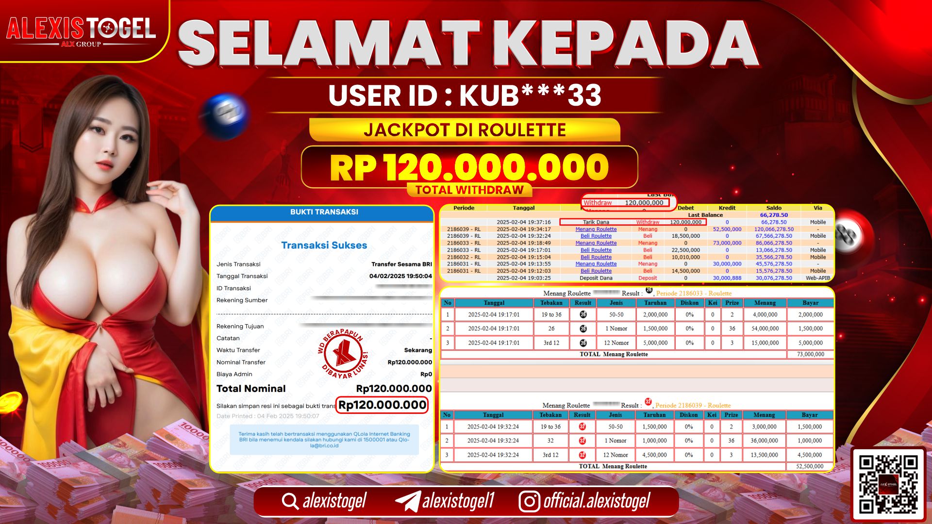 ALEXISTOGEL di CASINO ROULETTE RP.120.000.000 LUNAS