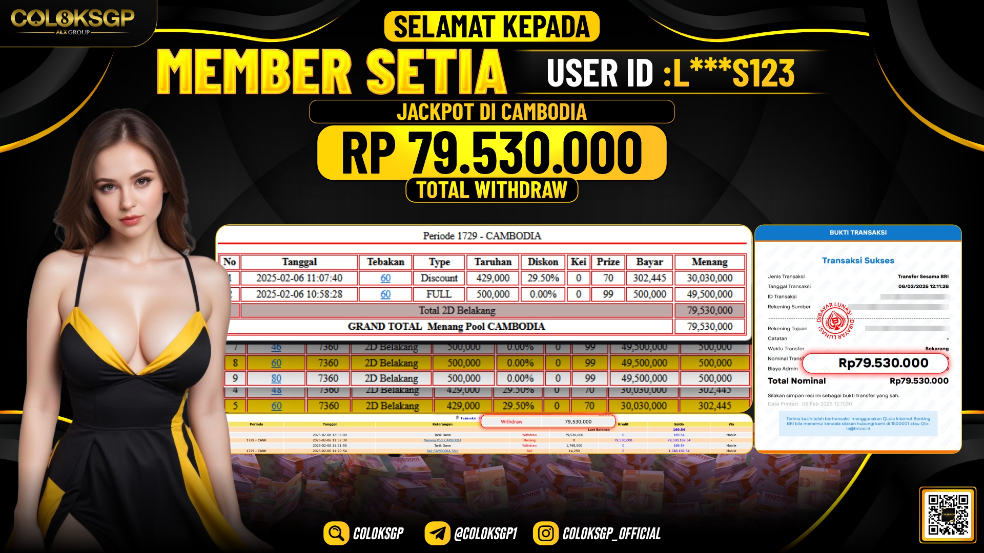 COLOKSGP JACKPOT CAMBODIA POOLS RP 79.530.000 LUNAS