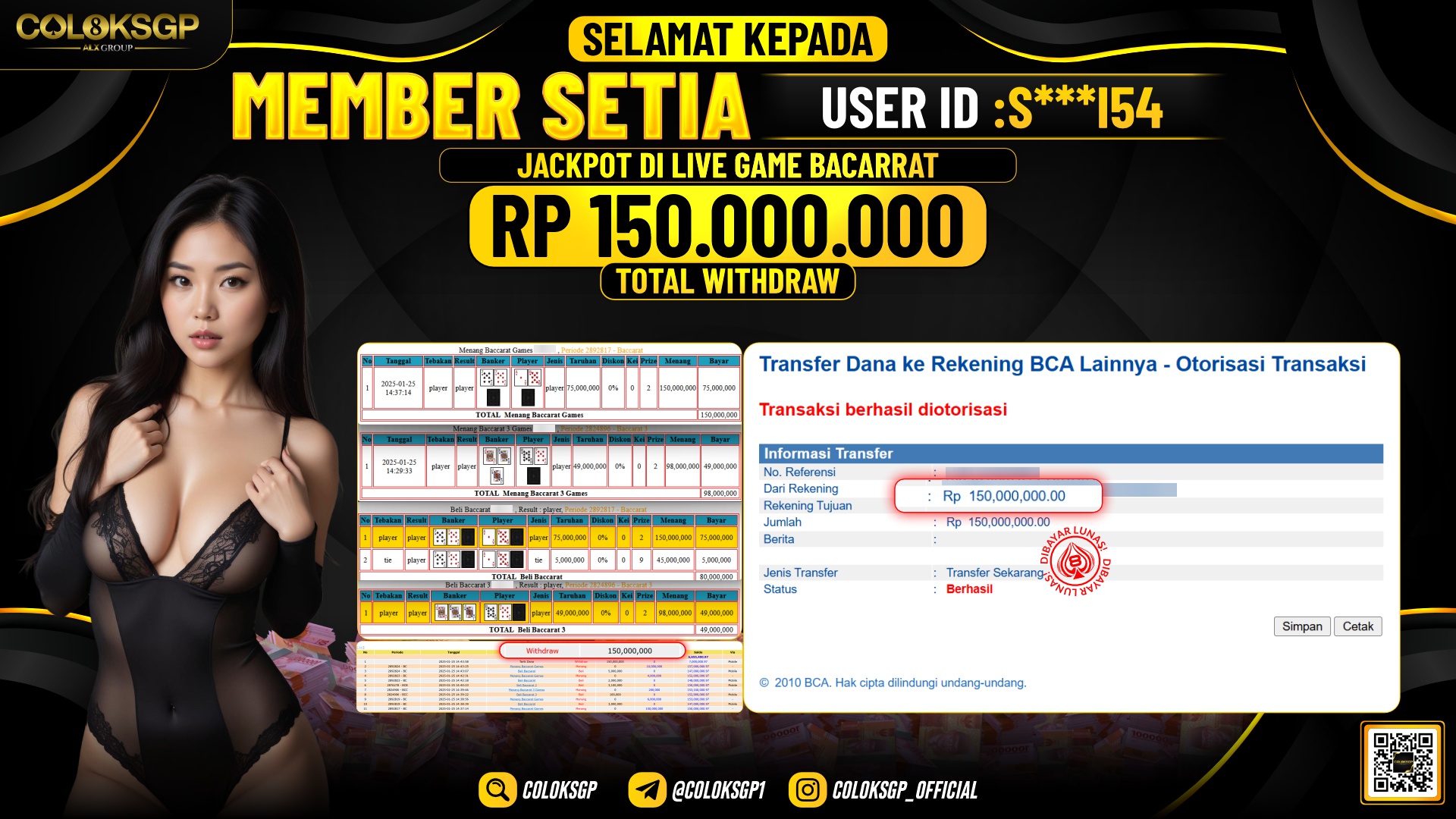 COLOKSGP JACKPOT LIVE GAMES RP 150.000.000 LUNAS