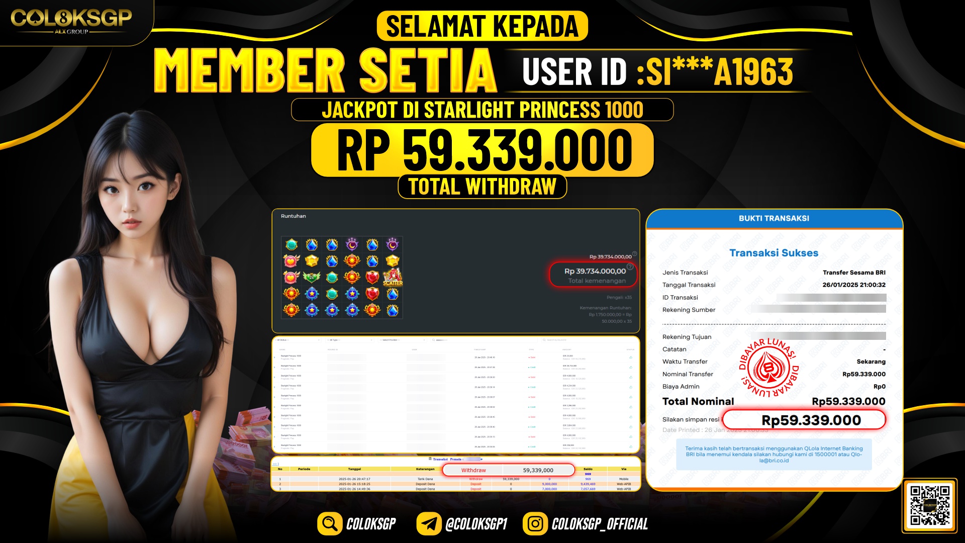 COLOKSGP JACKPOT SLOT GAMES RP 59.339.000 LUNAS