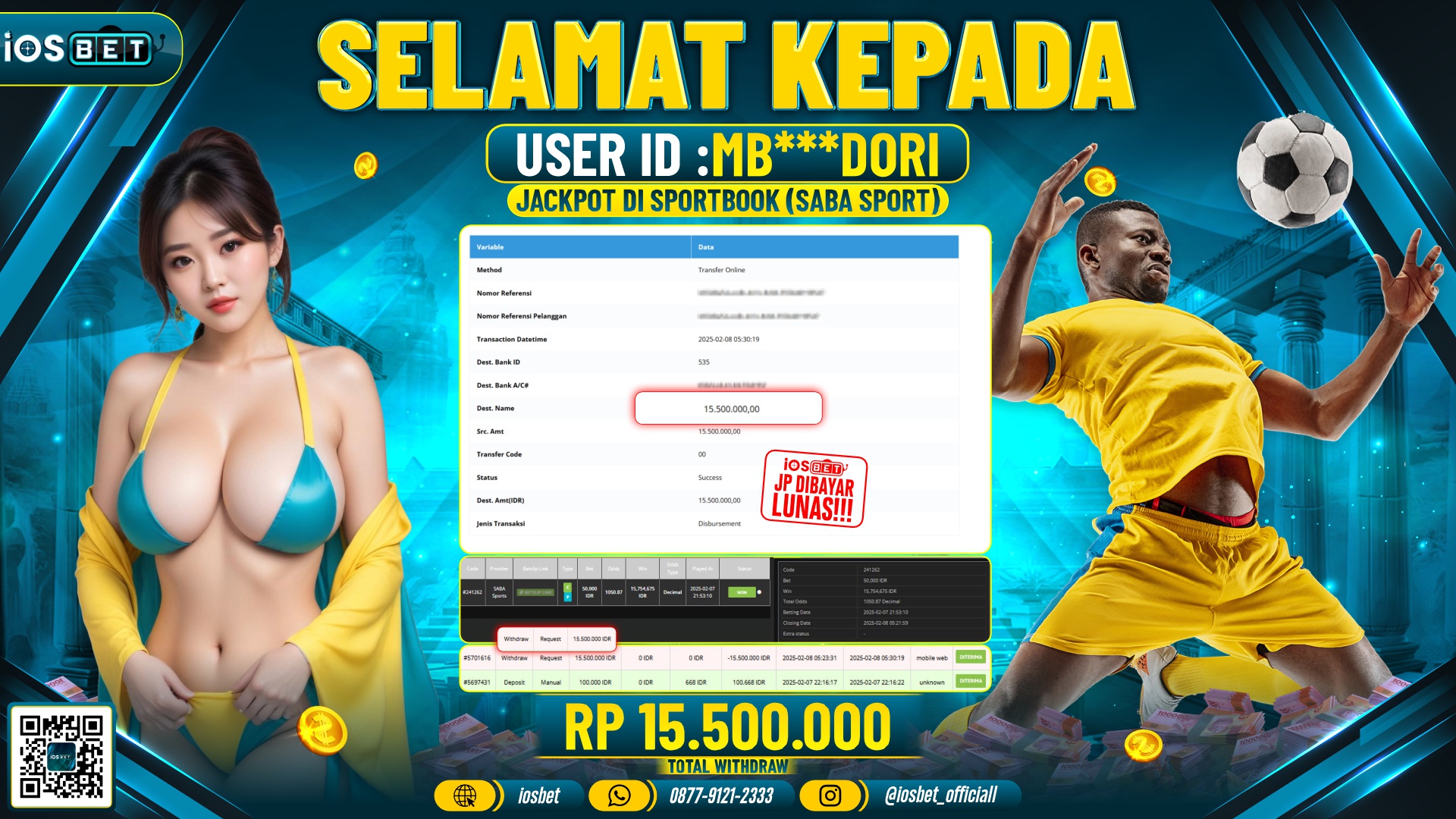 Bukti Pembayaran LUNAS SPORTBOOKS   Rp.15.500.000