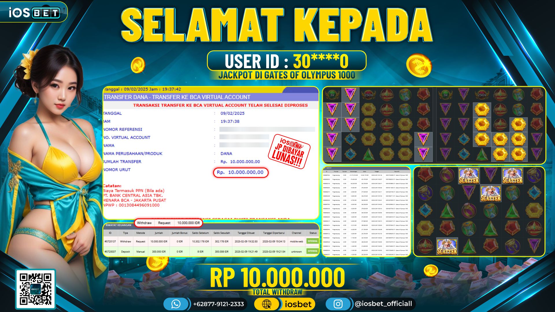 Bukti Pembayaran LUNAS SLOT GAME GACOR Rp.10.000.000