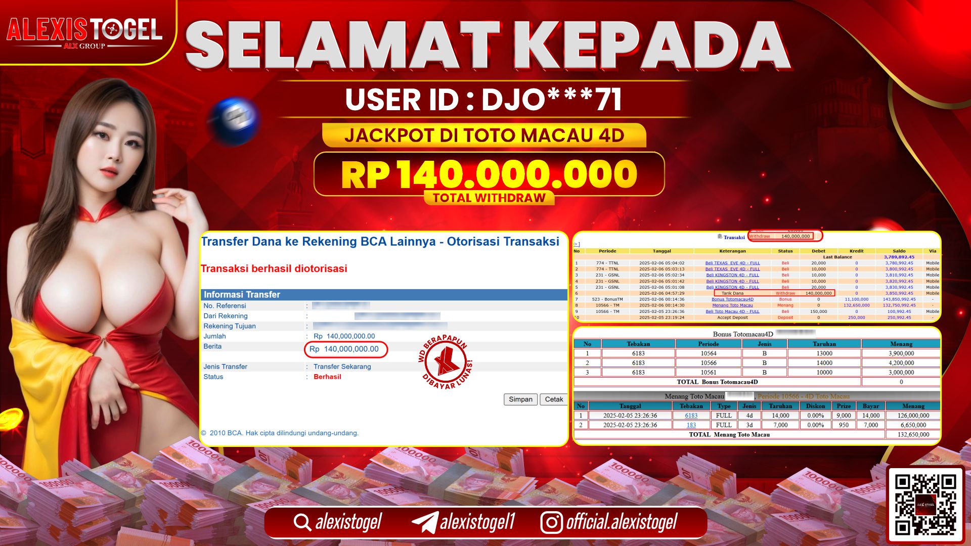 ALEXISTOGEL di TOGEL TOTOMACAU RP.140.000.000 LUNAS