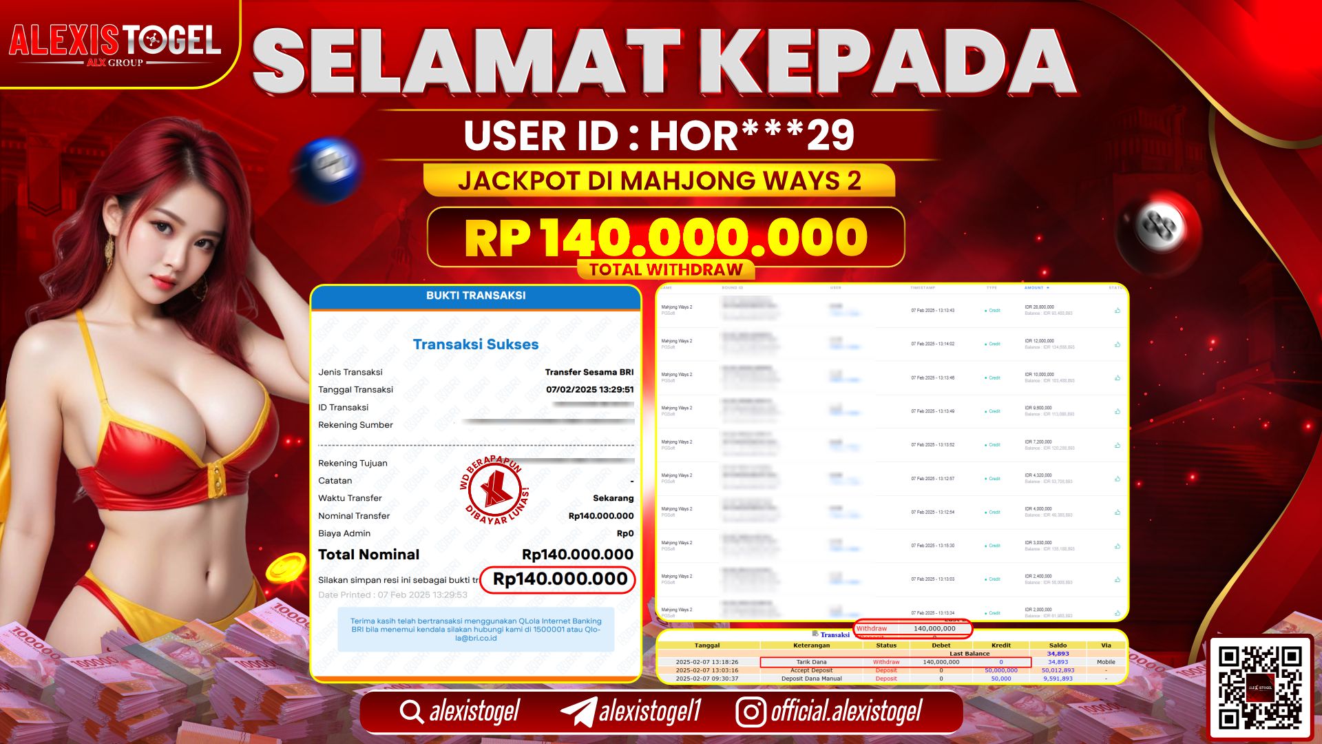 ALEXISTOGEL di SLOT MAHJONG WAYS RP.140.000.000 LUNAS