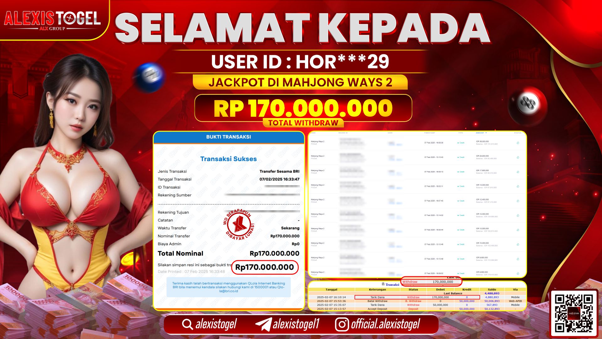 ALEXISTOGEL di SLOT MAHJONG WAYS RP.170.000.000 LUNAS