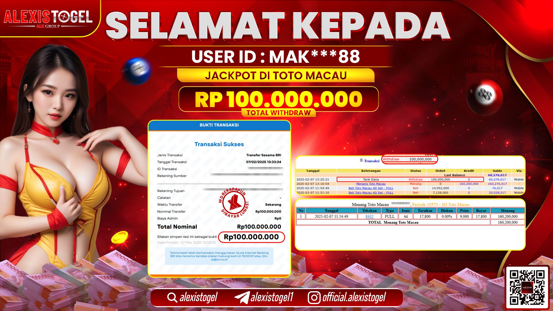 ALEXISTOGEL di TOGEL TOTOMACAU RP.100.000.000 LUNAS