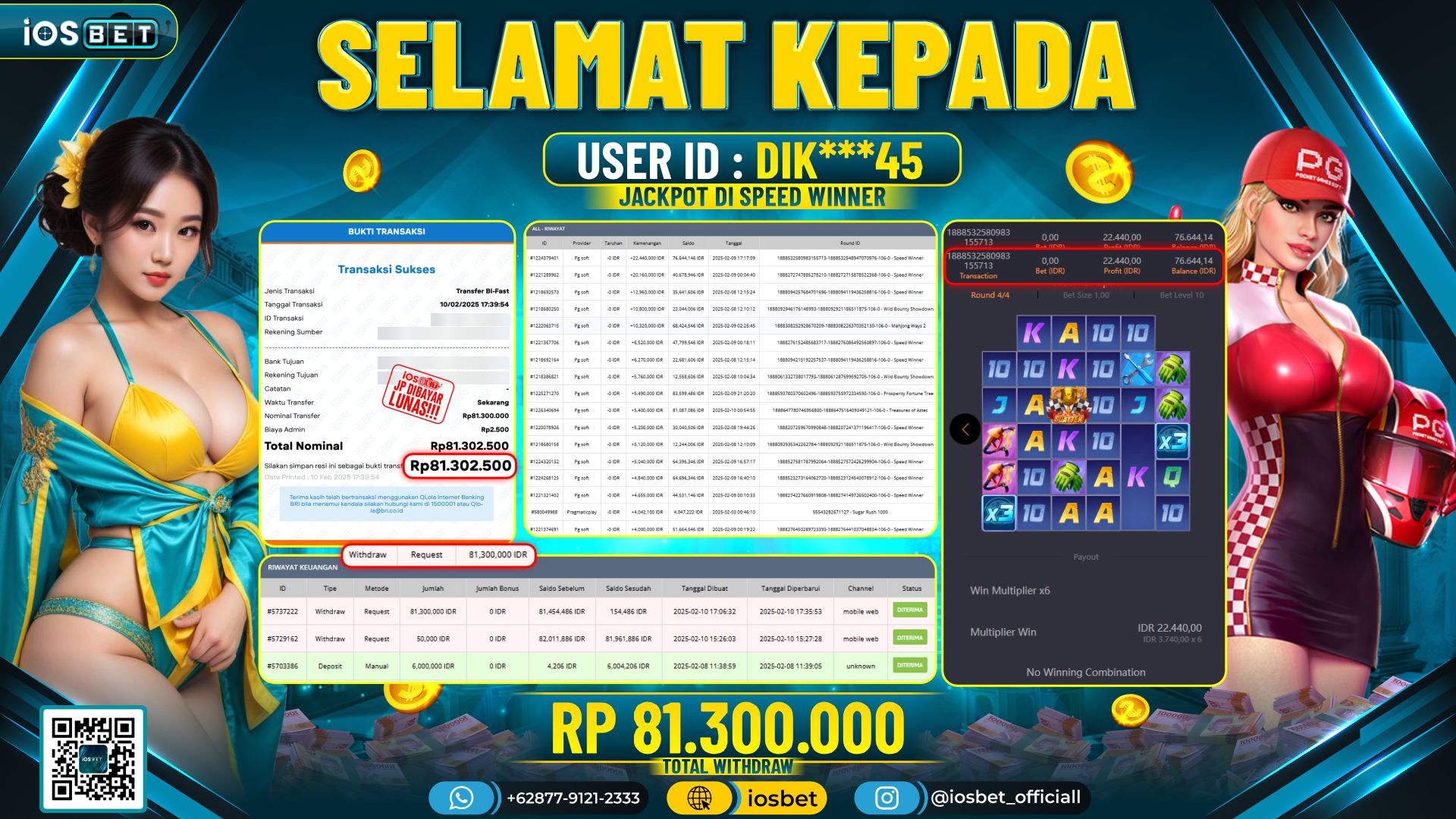 Bukti Pembayaran LUNAS SLOT GAME GACOR  Rp.81.300.000