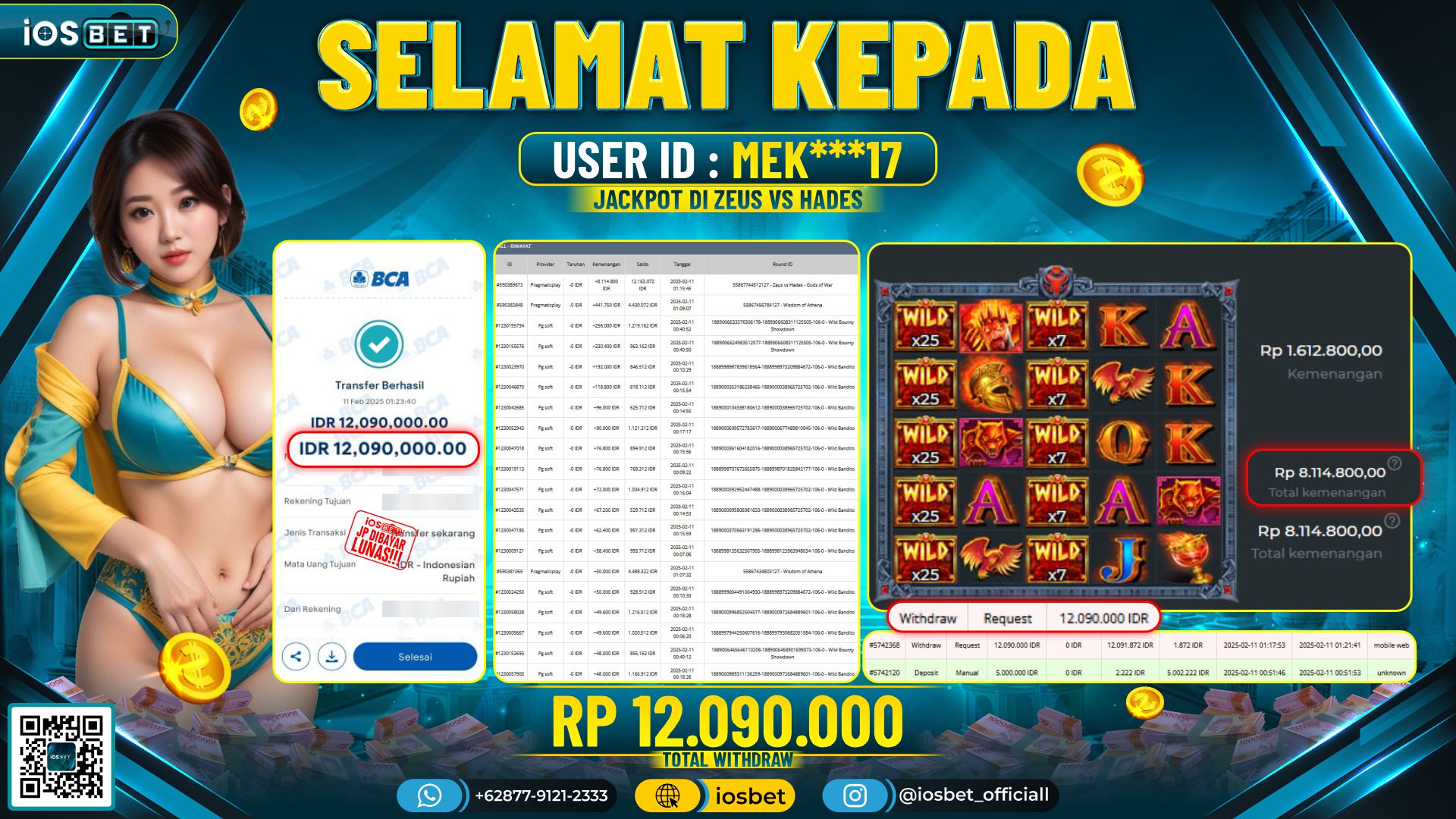 Bukti Pembayaran LUNAS SLOT GAME GACOR  Rp.12.090.000