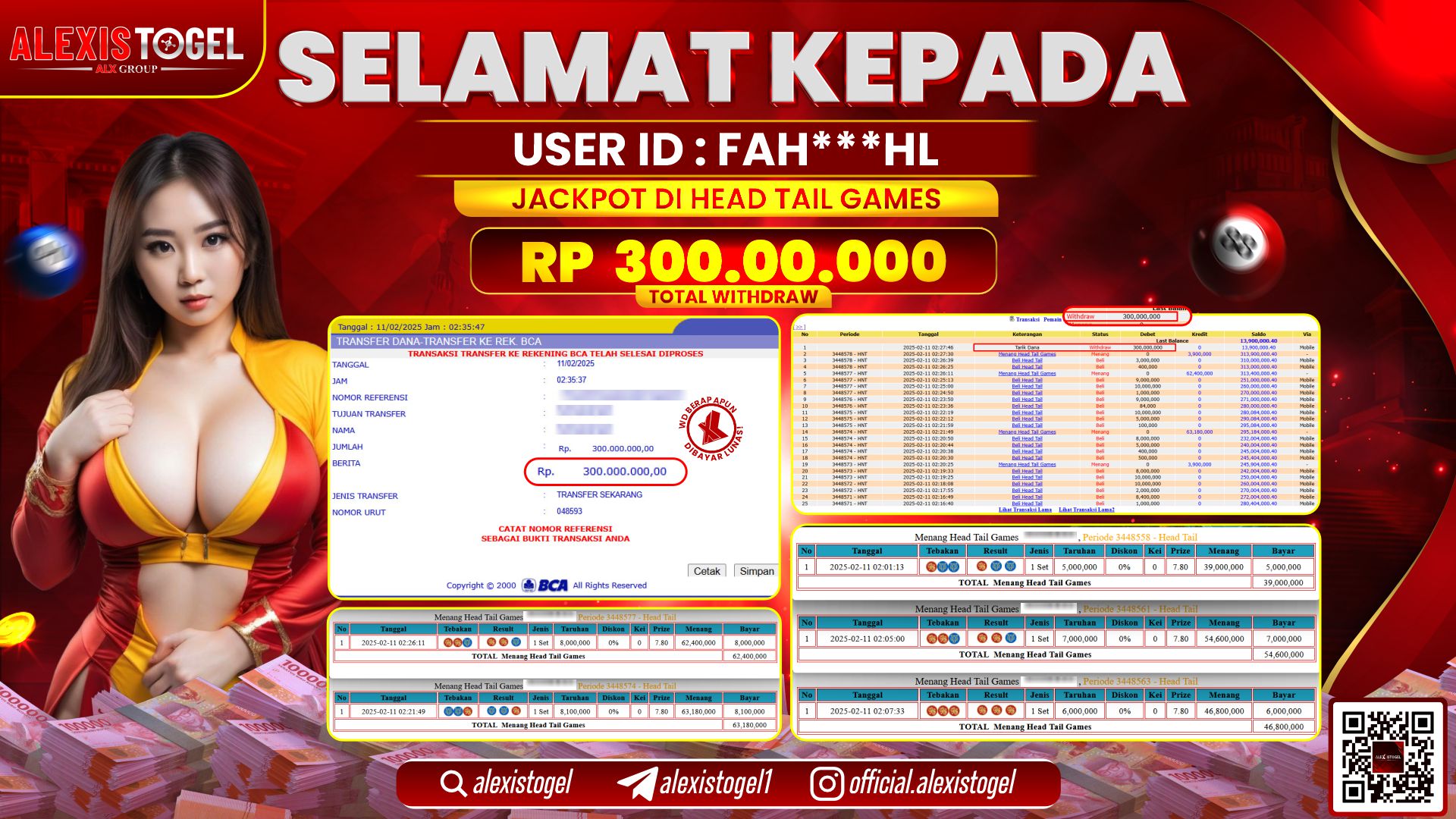 ALEXISTOGEL di CASINO HAID TAIL GAMES RP.300.000.000 LUNAS