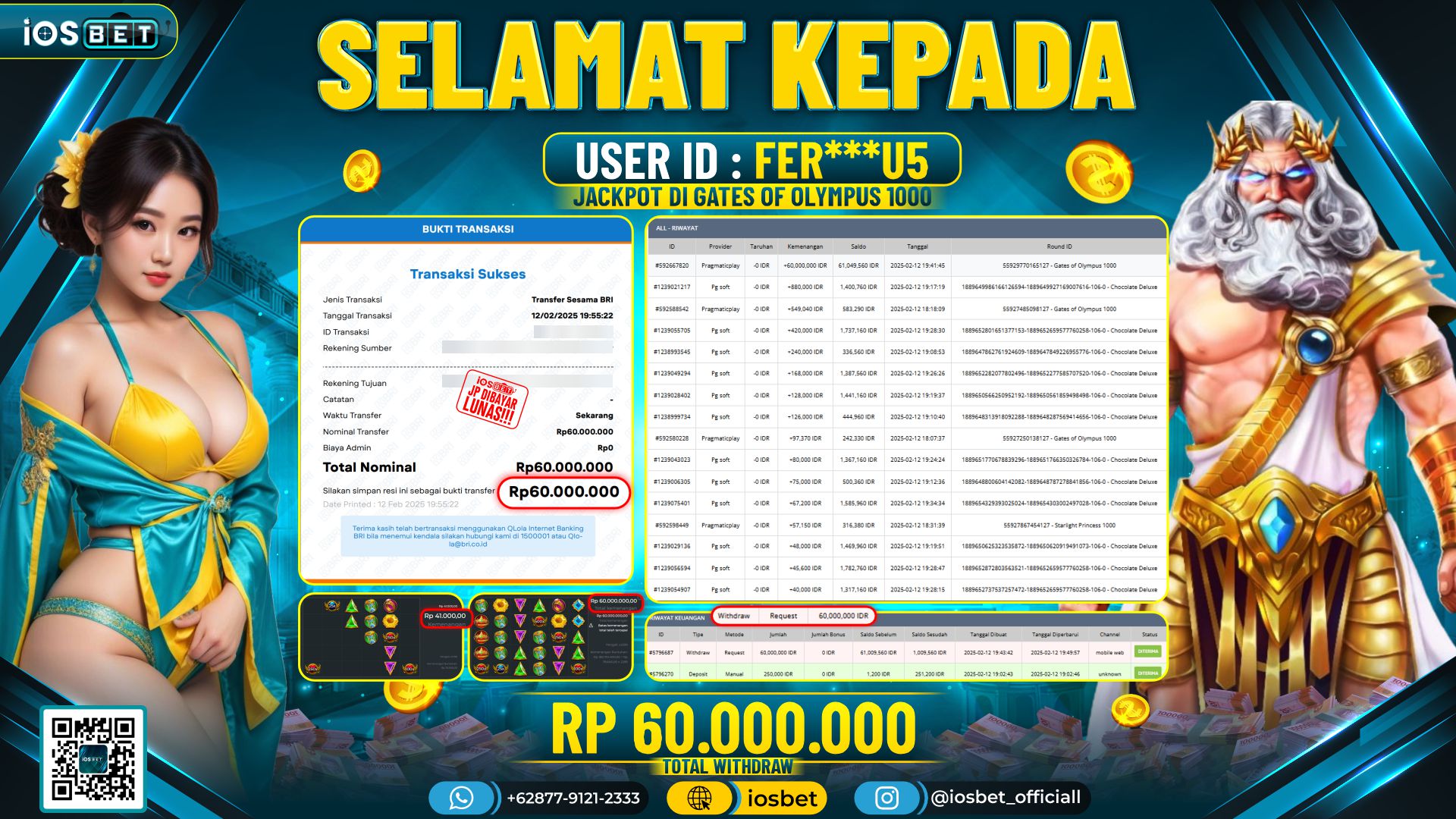 Bukti Pembayaran LUNAS SLOT GAME GACOR  Rp.60.000.000