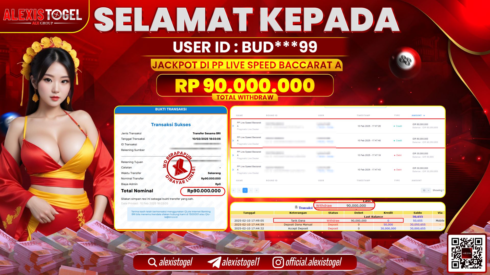 ALEXISTOGEL di PP LIVE SPEED BACCARAT RP.90.000.000 LUNAS