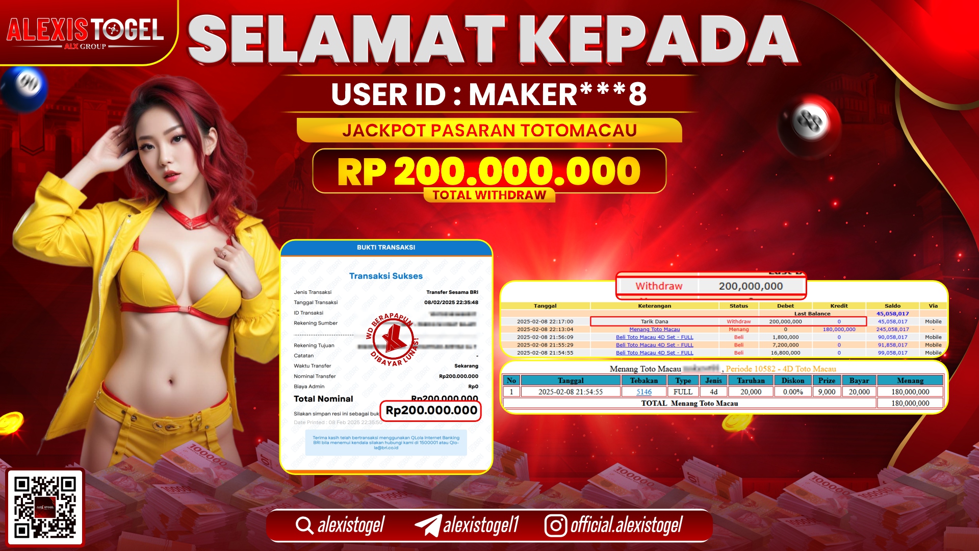 ALEXISTOGEL di TOGEL TOTOMACAU RP.200.000.000 LUNAS